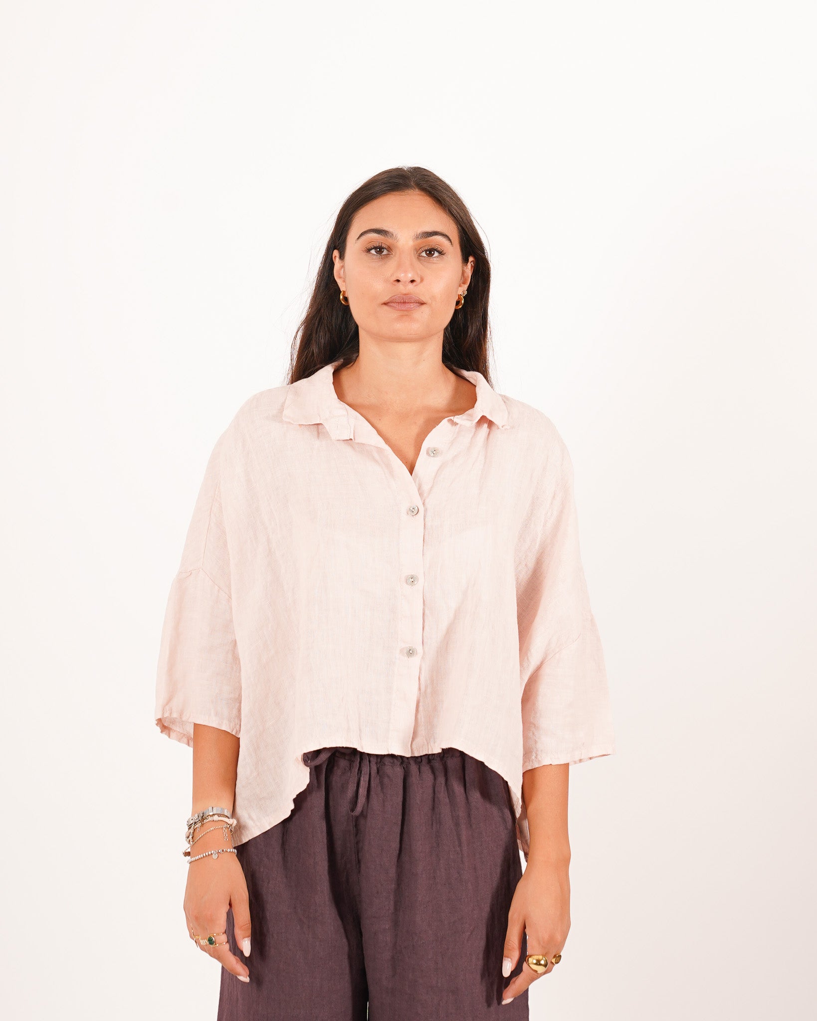Camicia manica raglan in lino - Dominga