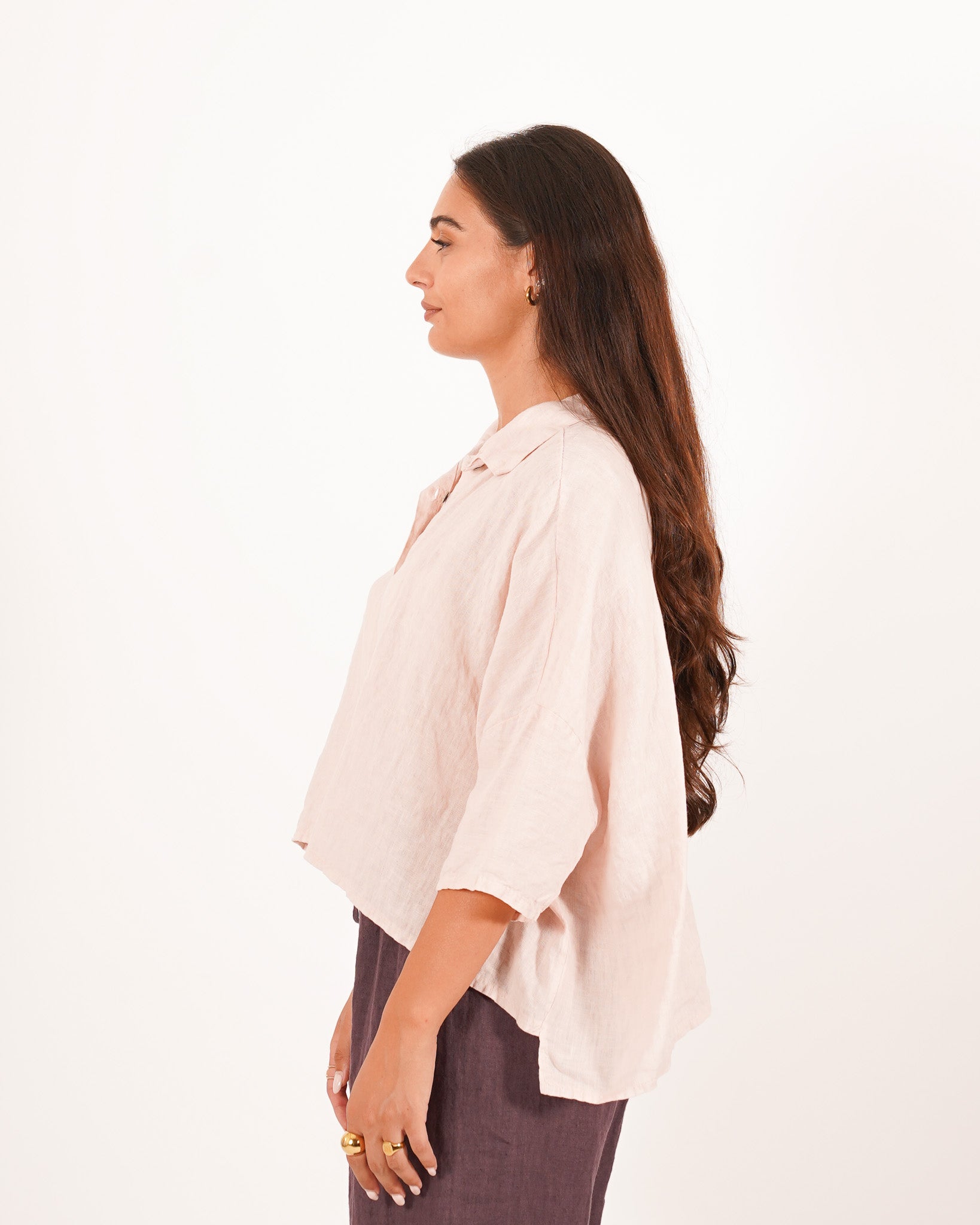 Camicia manica raglan in lino - Dominga