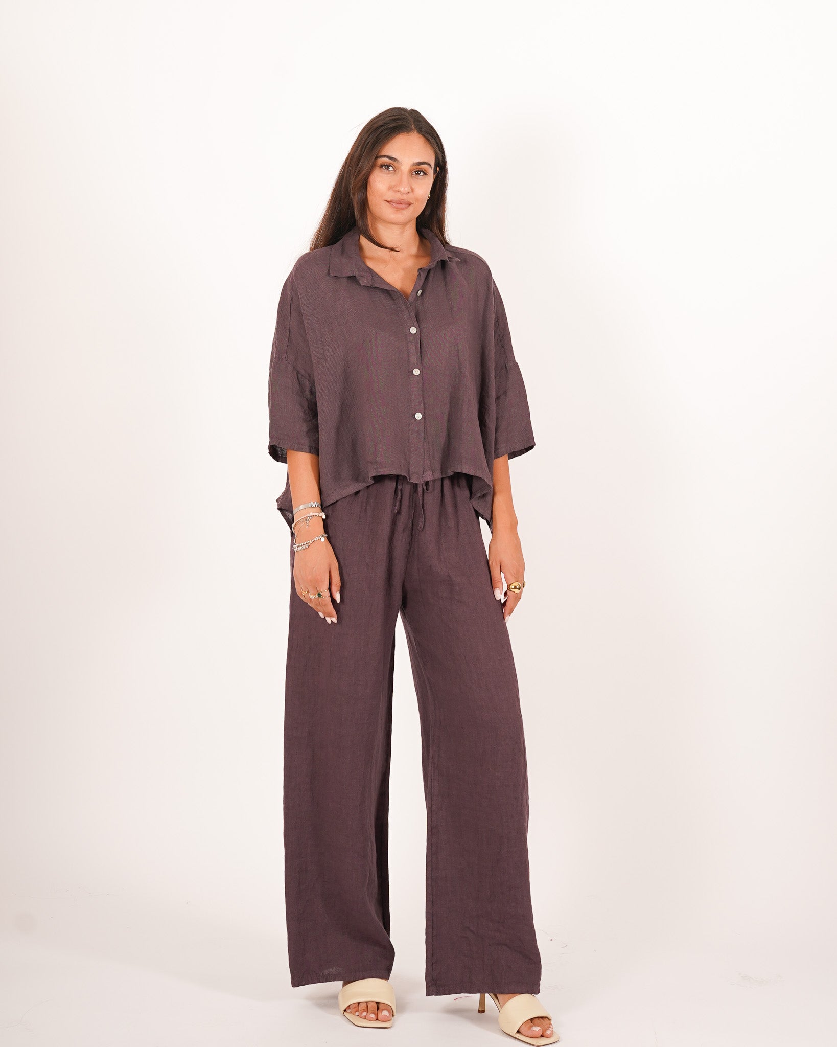 Camicia manica raglan in lino - Dominga