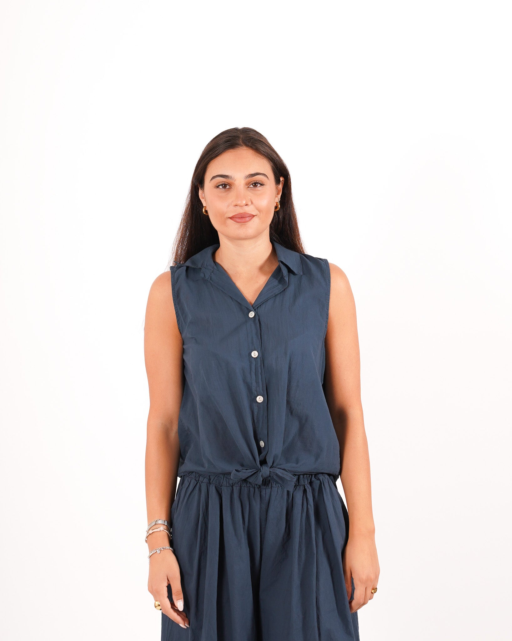 Coordinato camicia con nodo e pantaloni cropped - Dulcinea