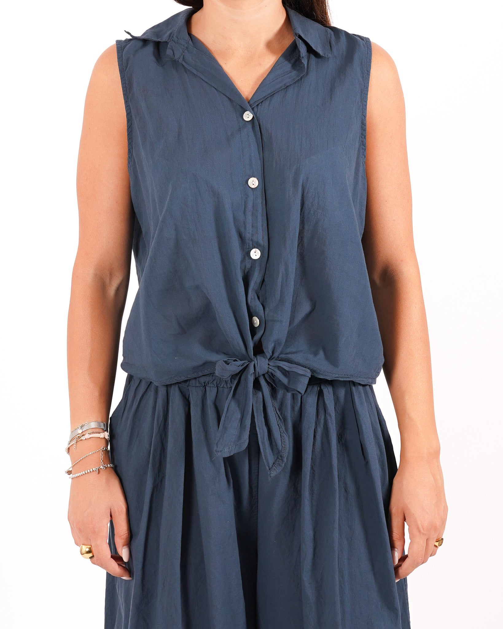 Coordinato camicia con nodo e pantaloni cropped - Dulcinea
