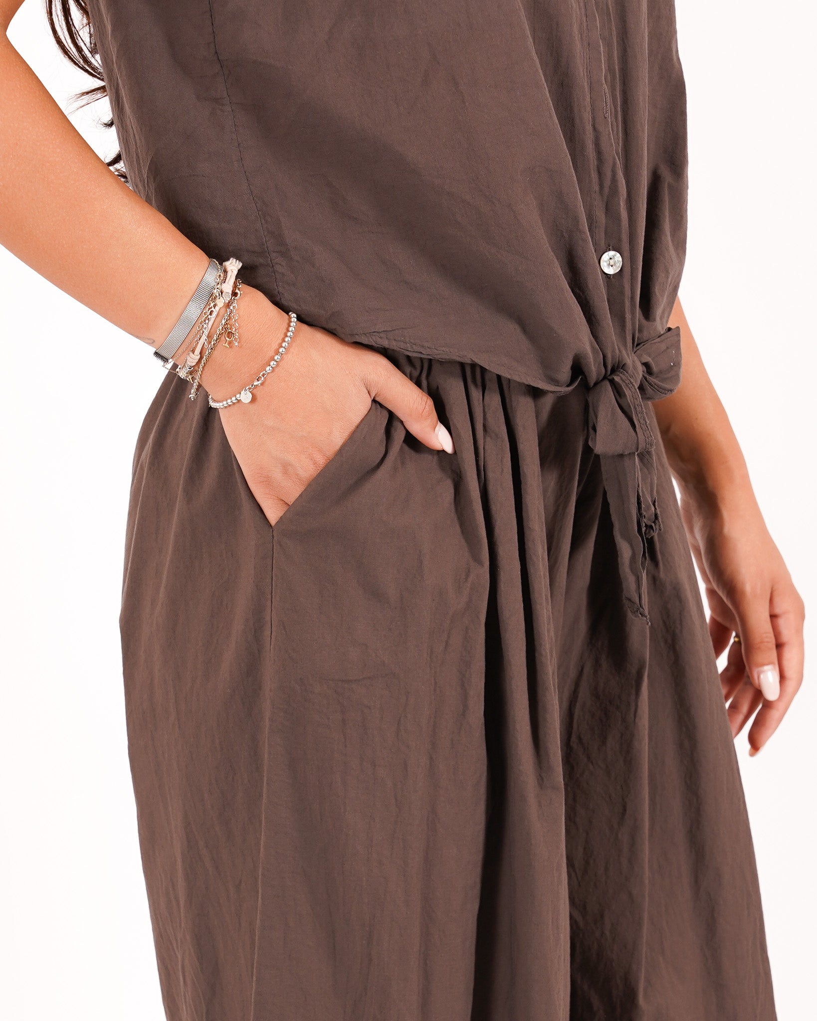 Coordinato camicia con nodo e pantaloni cropped - Dulcinea