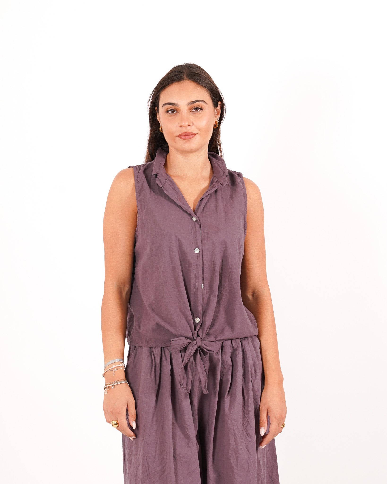 Coordinato camicia con nodo e pantaloni cropped - Dulcinea