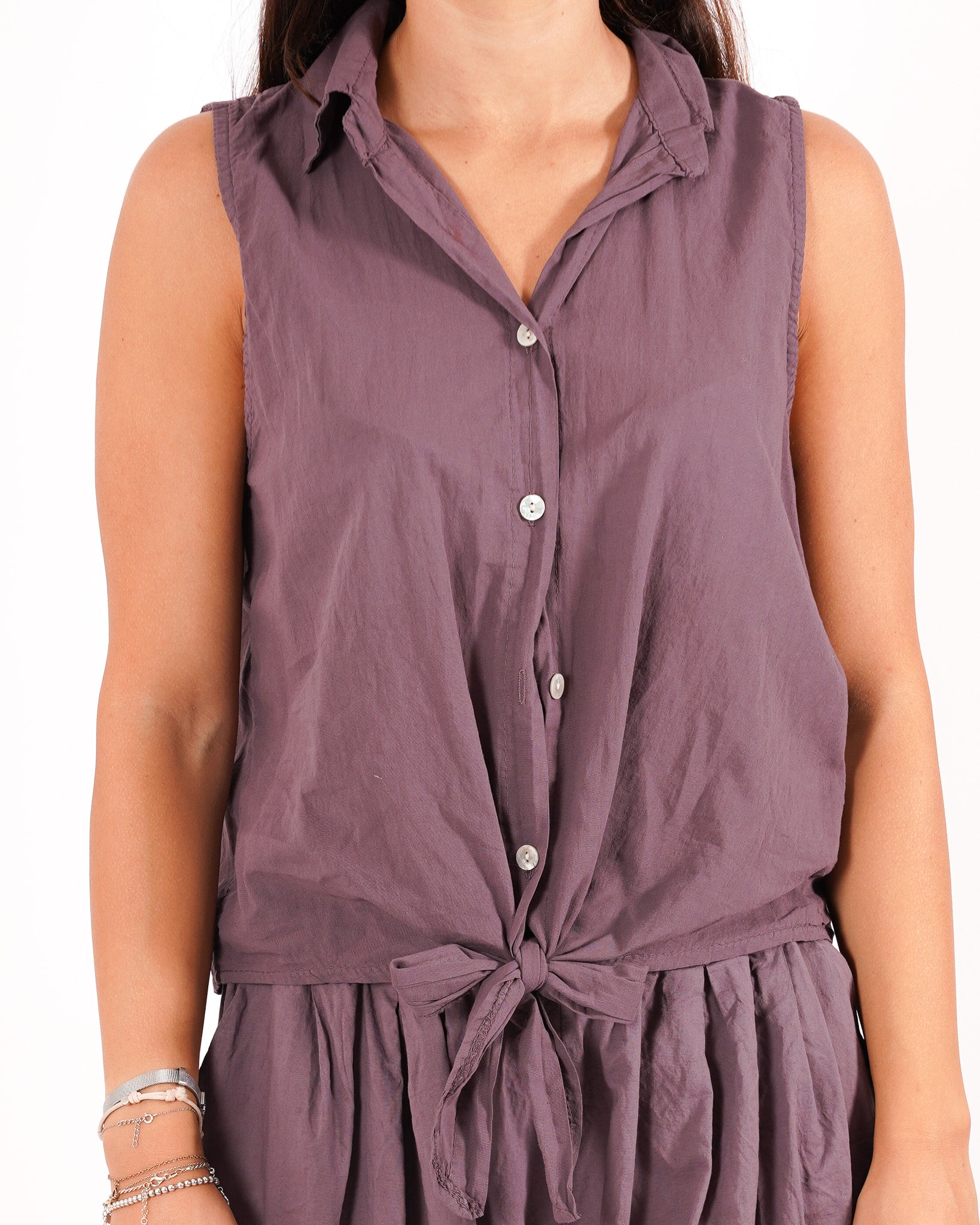 Coordinato camicia con nodo e pantaloni cropped - Dulcinea