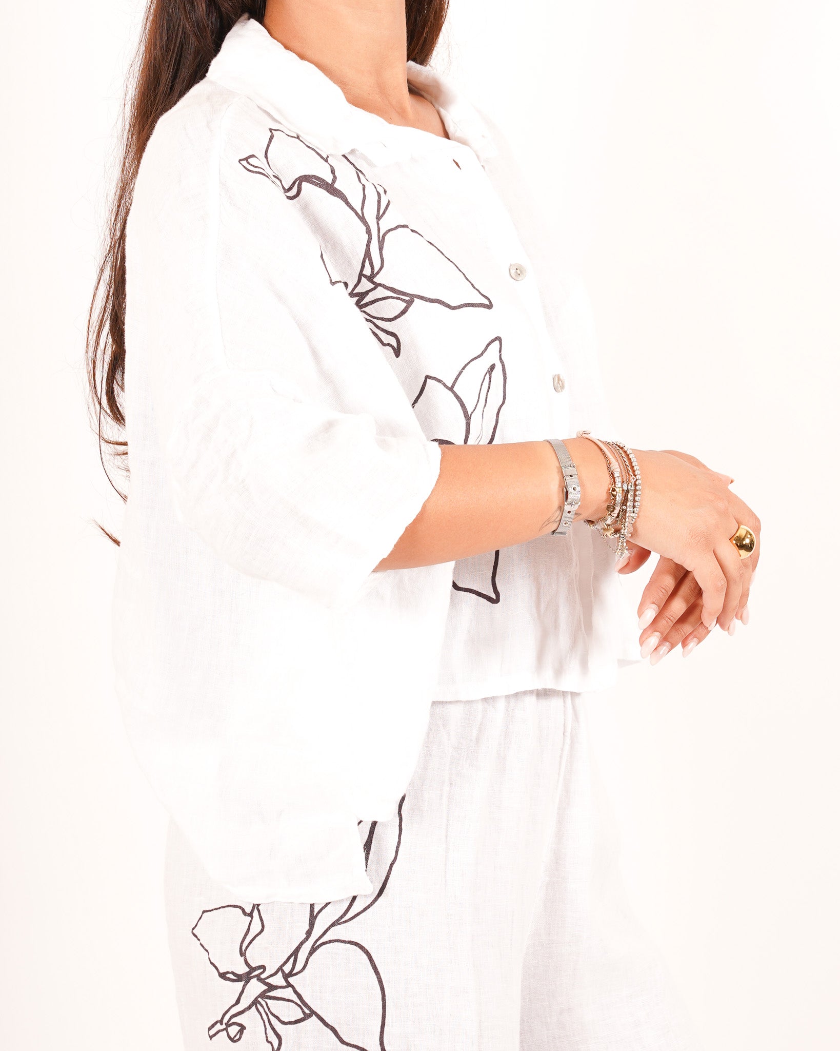 Coordinato camicia e pantaloni con disegno fiore - Corazon