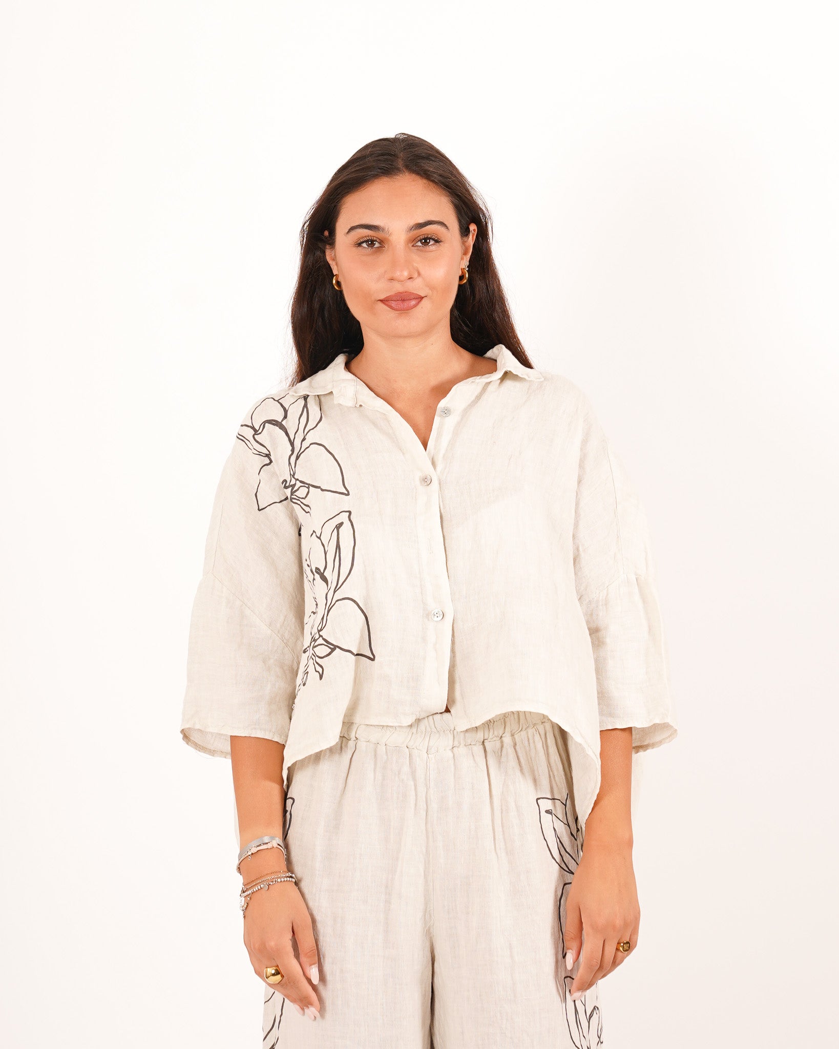 Coordinato camicia e pantaloni con disegno fiore - Corazon