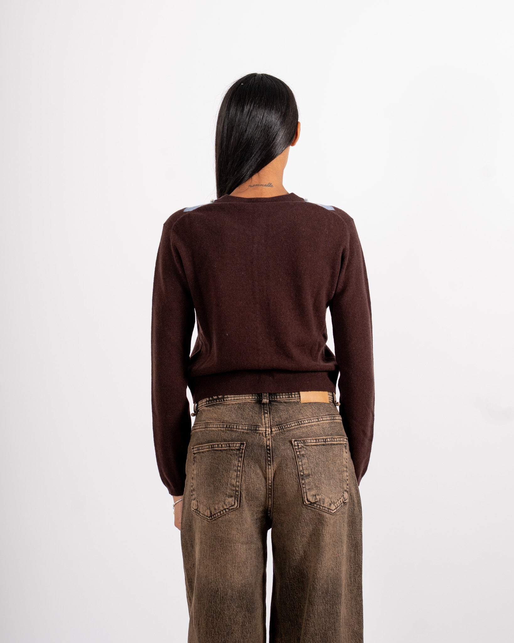 Cardigan con losanghe e applicazioni in lana - Dukla
