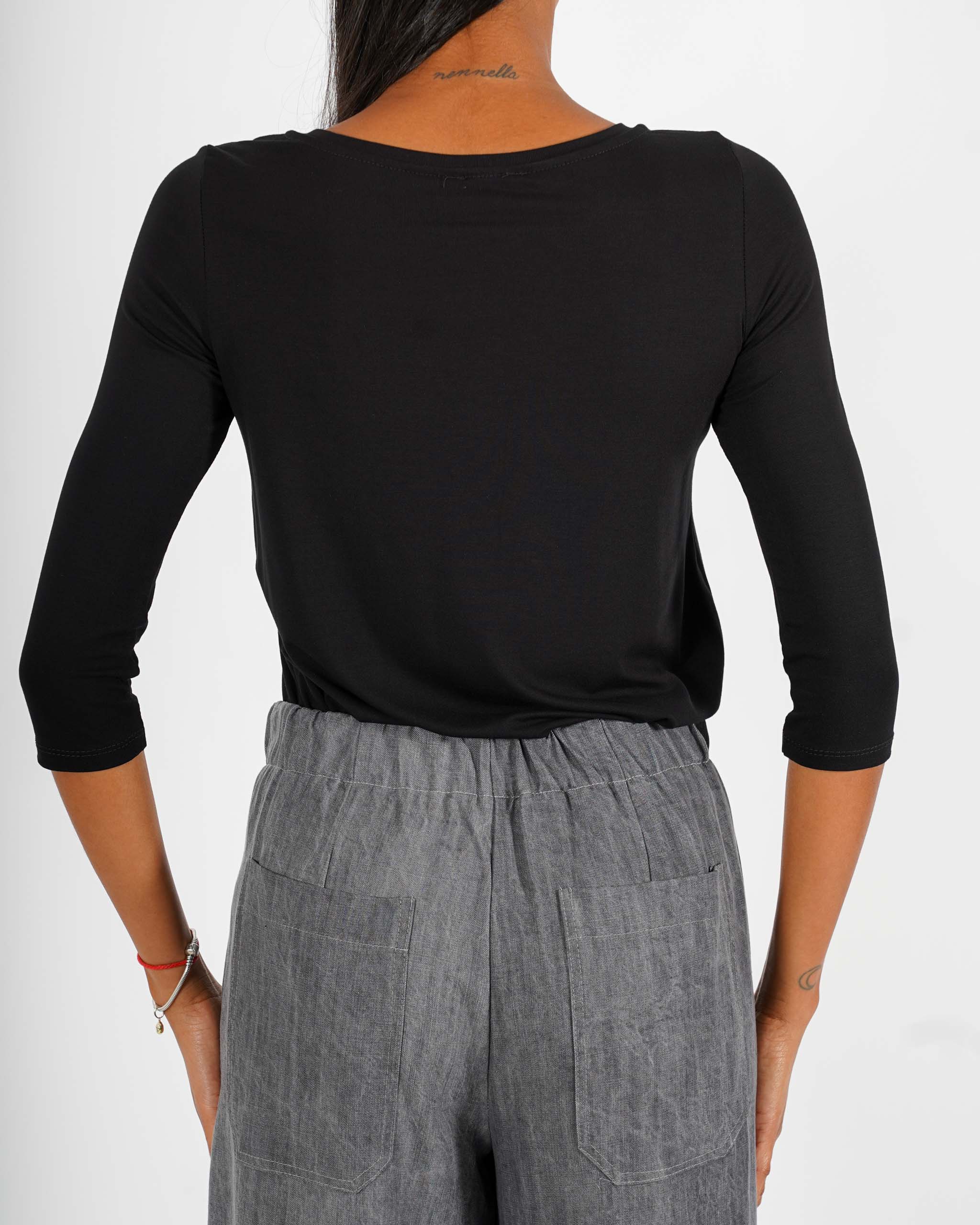 Jeans stretch gamba larga con vita regolare - Agata