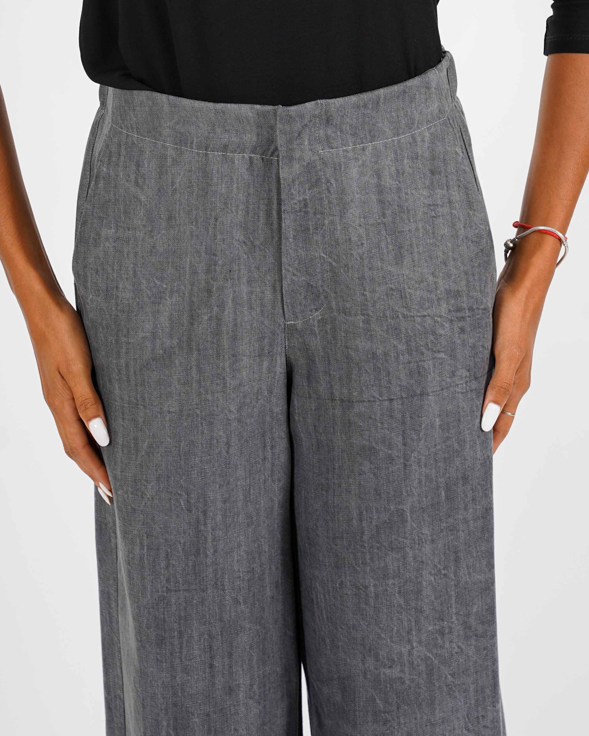 Jeans stretch gamba larga con vita regolare - Agata