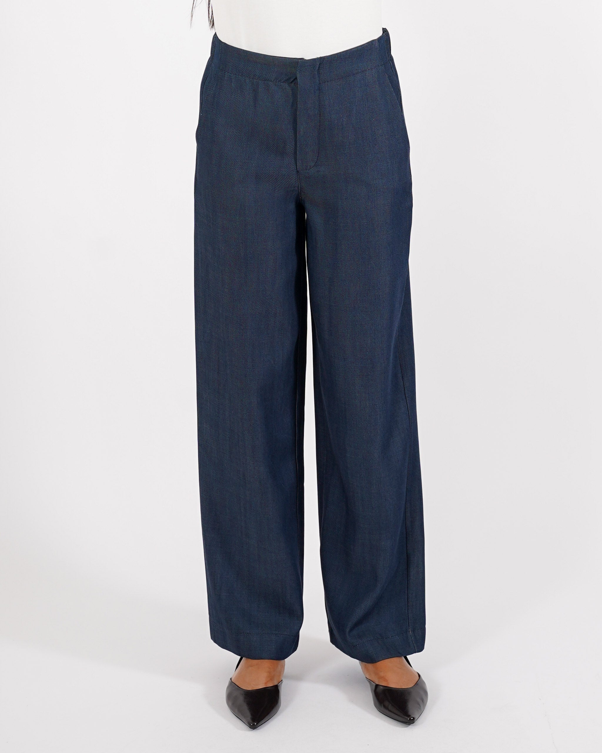 Jeans stretch gamba larga con vita regolare - Agata