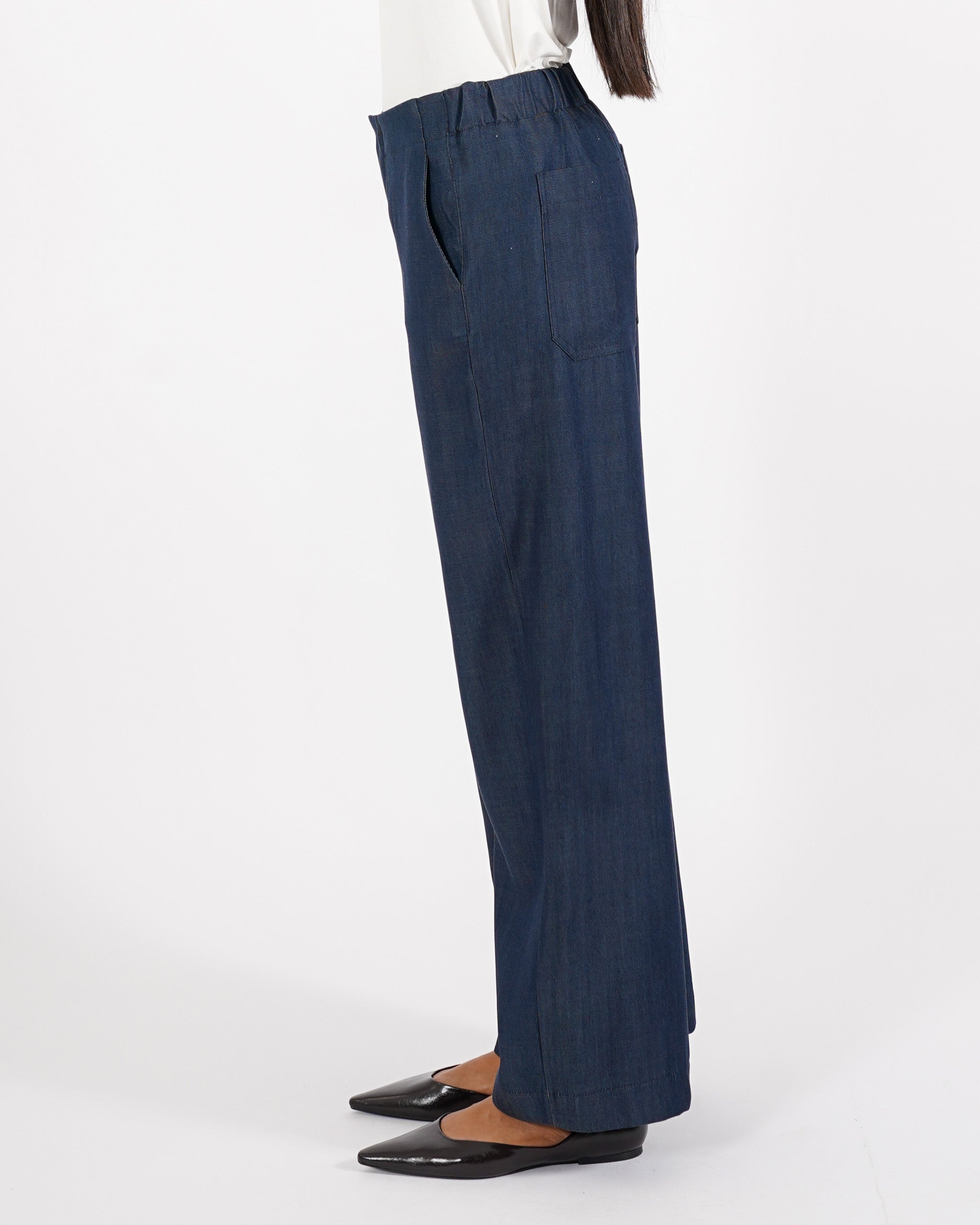 Jeans stretch gamba larga con vita regolare - Agata