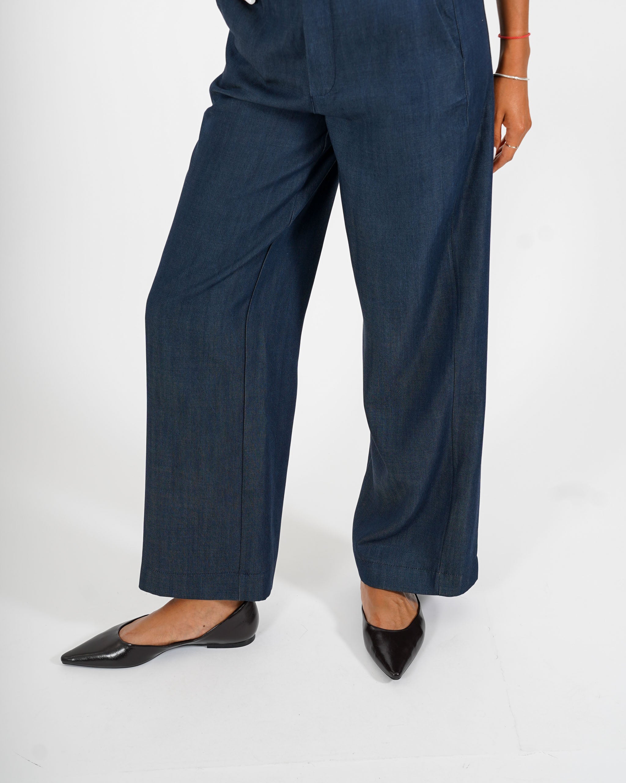 Jeans stretch gamba larga con vita regolare - Agata