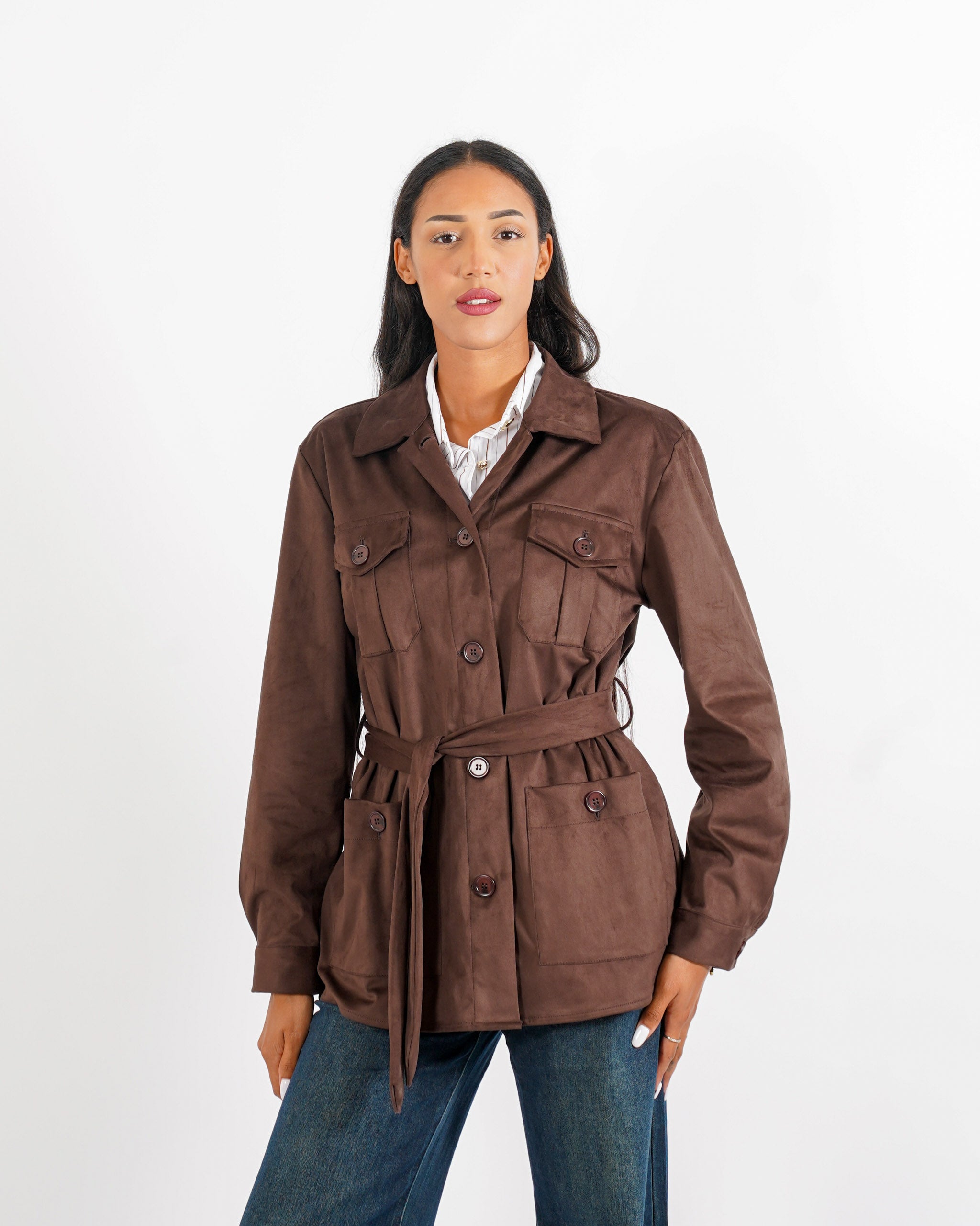 Giacca sahariana in eco camoscio - Serina - Hope Fashion