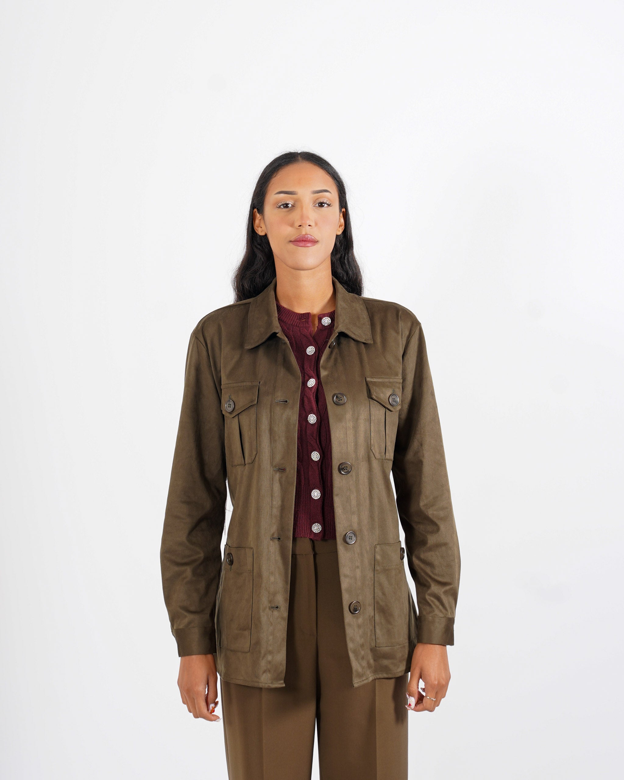 Giacca sahariana in eco camoscio - Serina - Hope Fashion