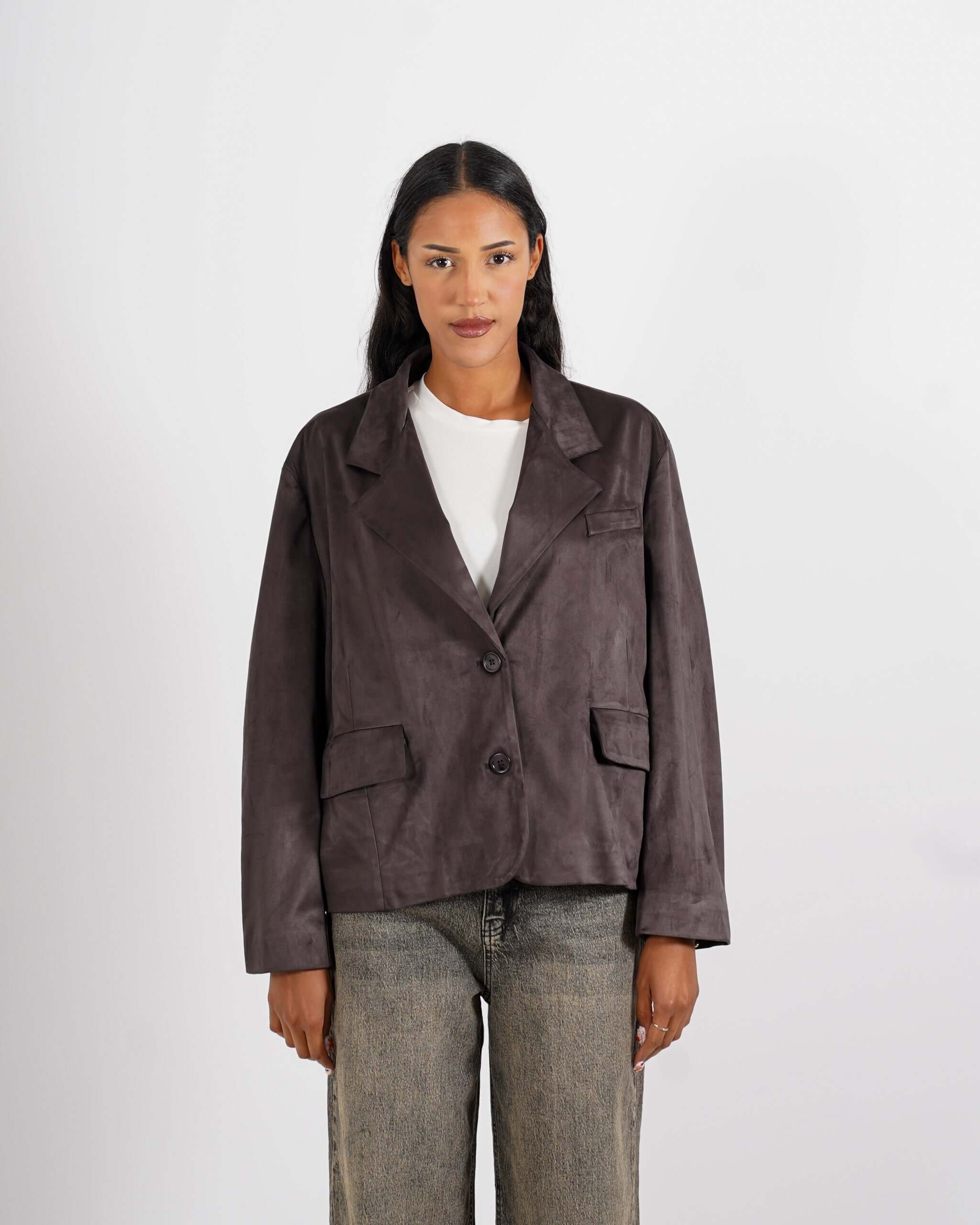 Giacca over monopetto in ecocamoscio - Sassella - Hope Fashion