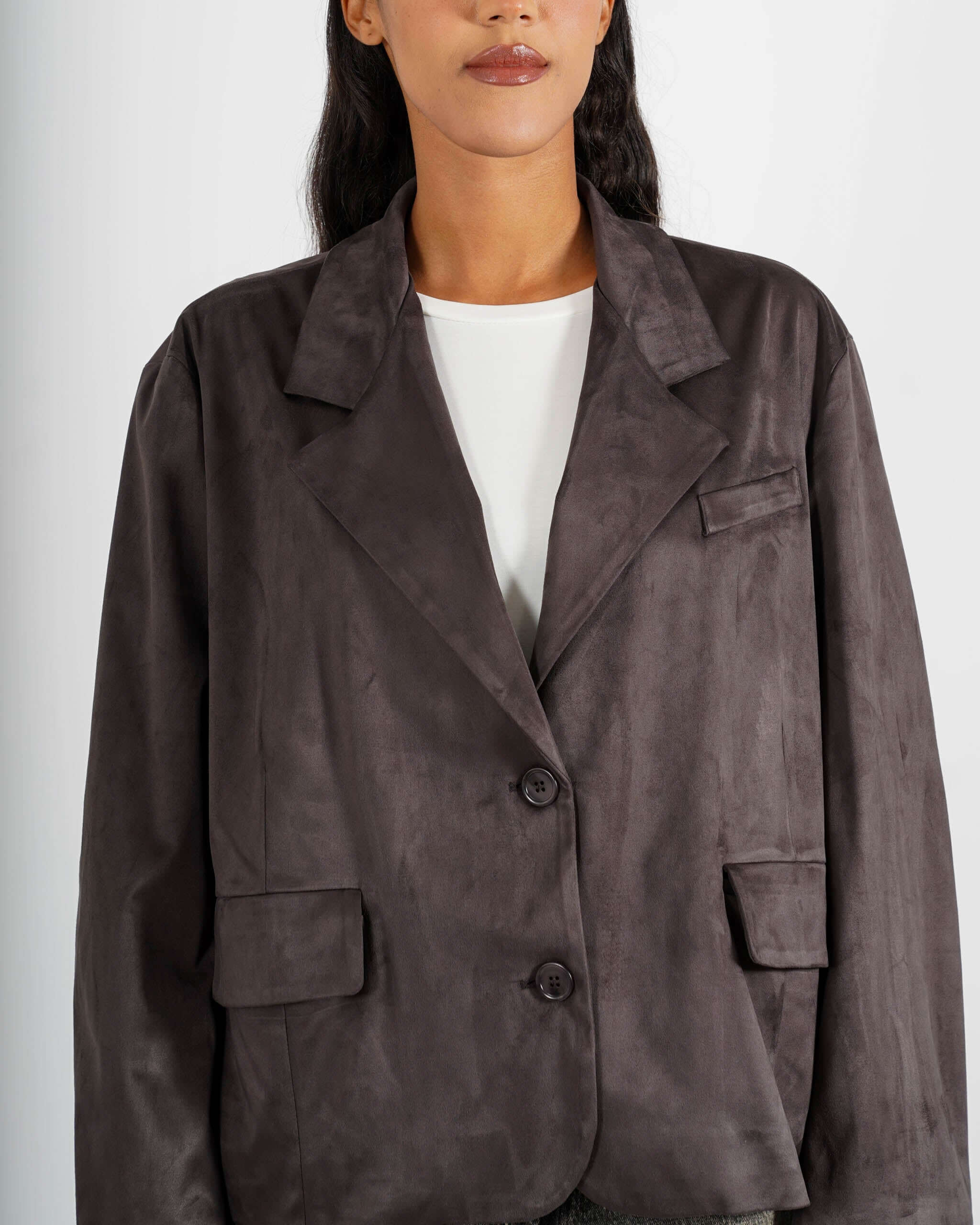 Giacca over monopetto in ecocamoscio - Sassella - Hope Fashion