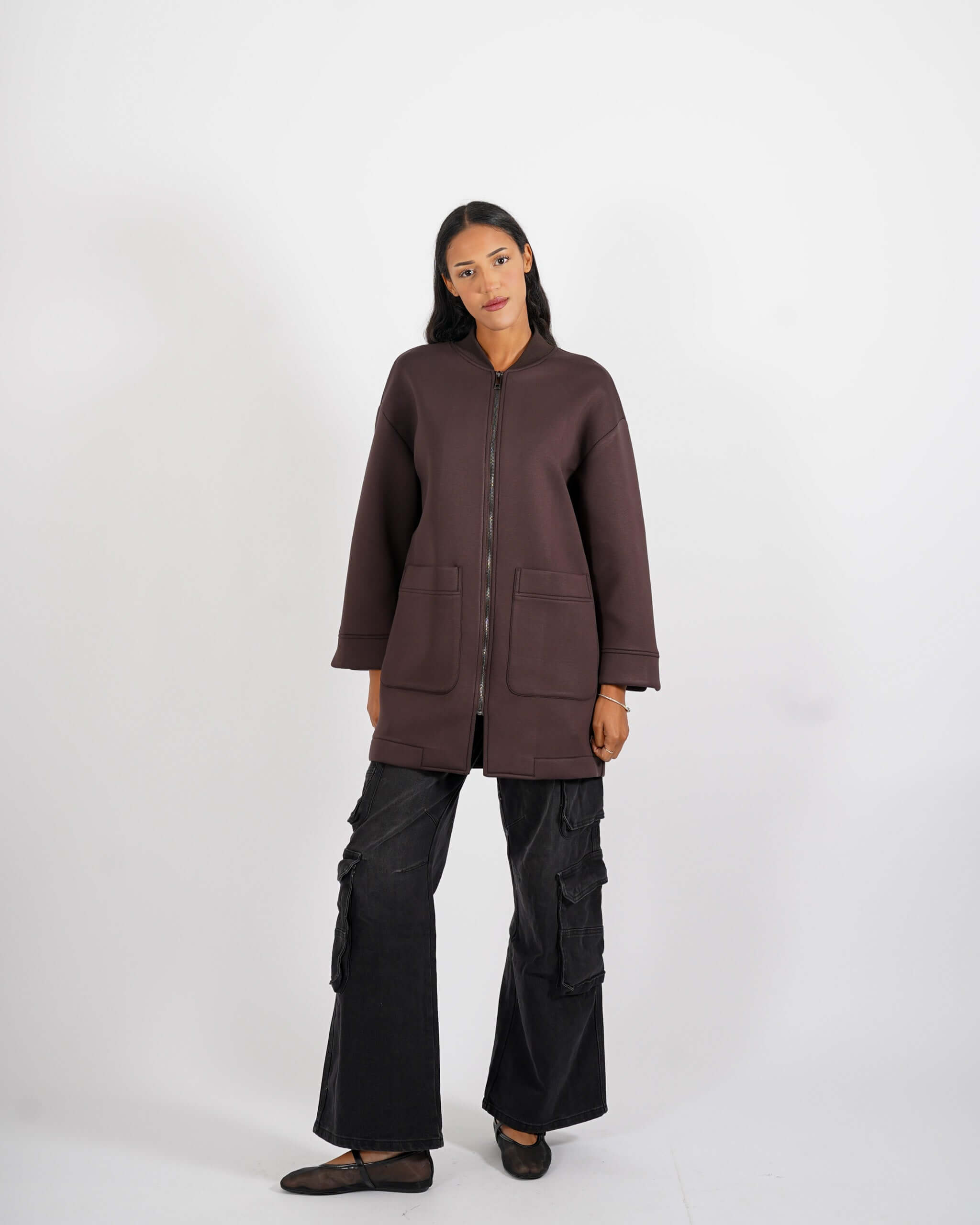 Cappotto 3/4 in tessuto neoprene - Petula - Hope Fashion