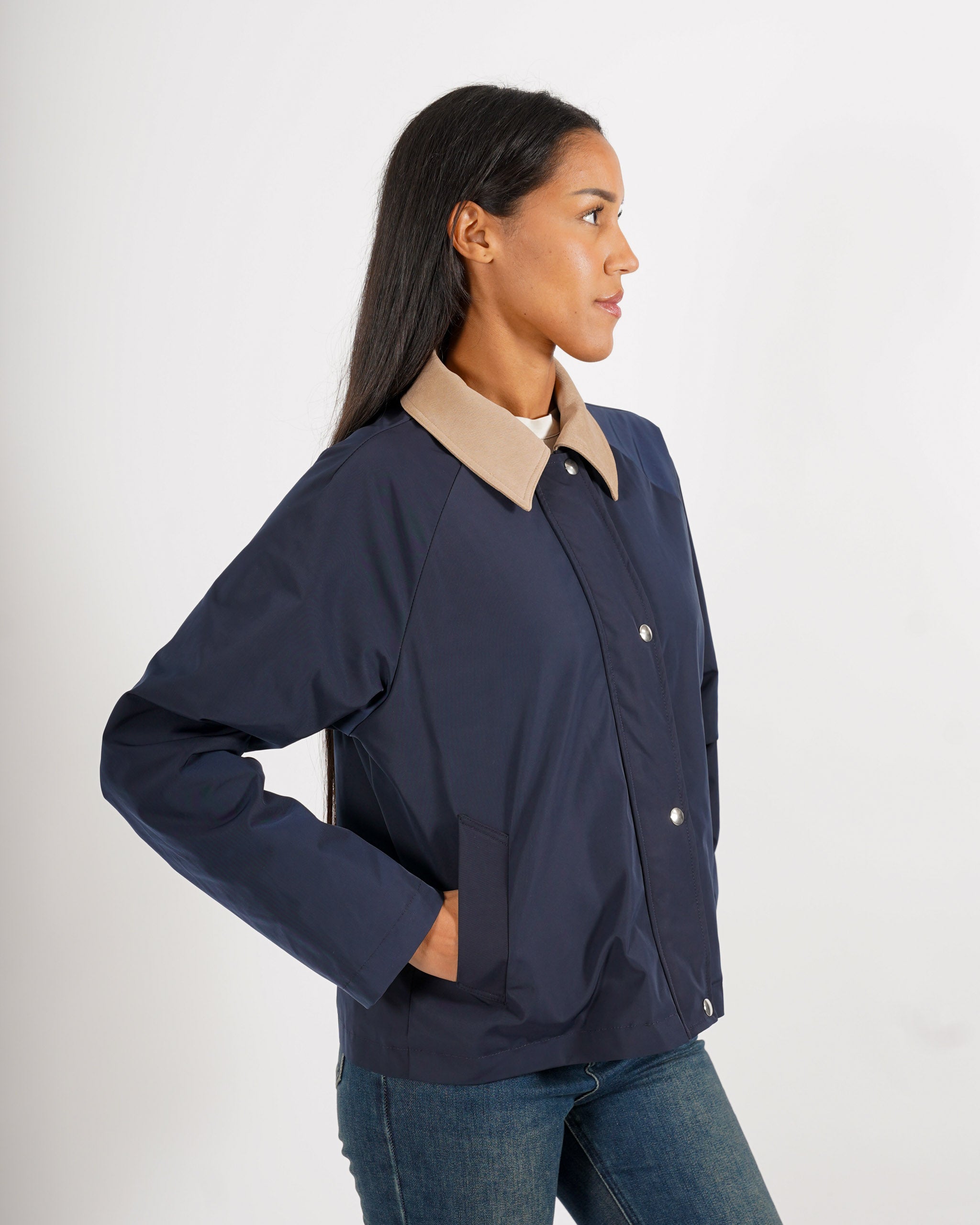 Field jacket con tasche e dettagli in eco camoscio - Miura