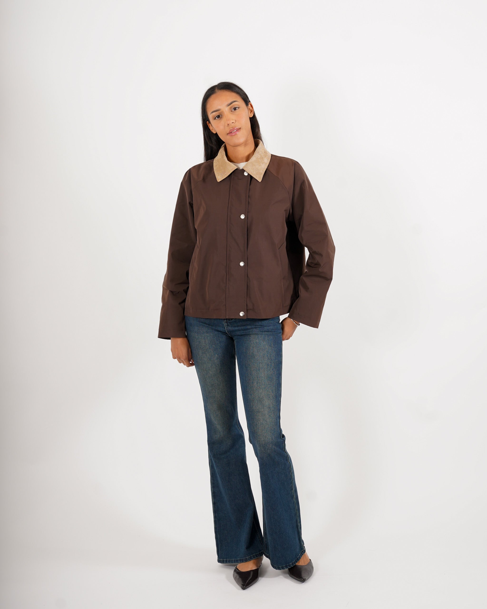 Field jacket con tasche e dettagli in eco camoscio - Miura