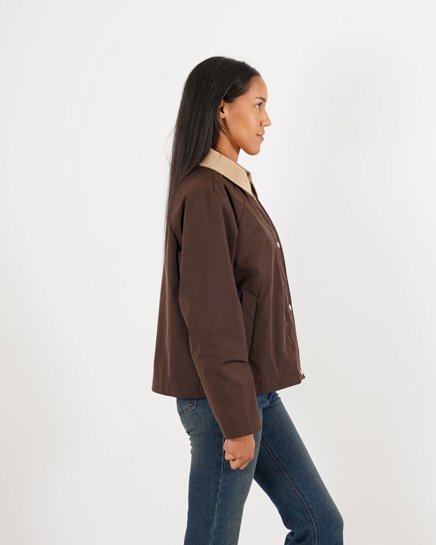 Field jacket con tasche e dettagli in eco camoscio - Miura