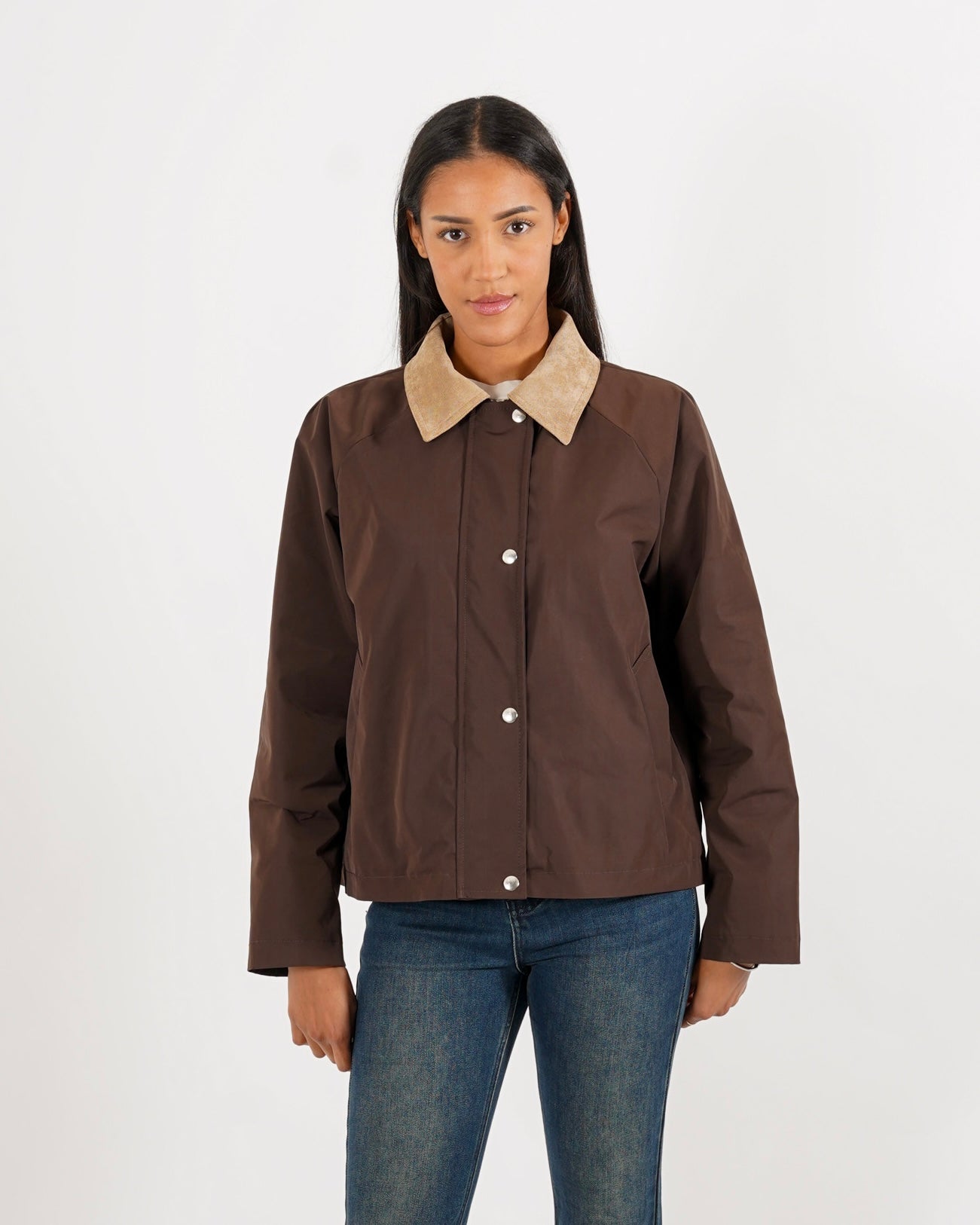 Field jacket con tasche e dettagli in eco camoscio - Miura