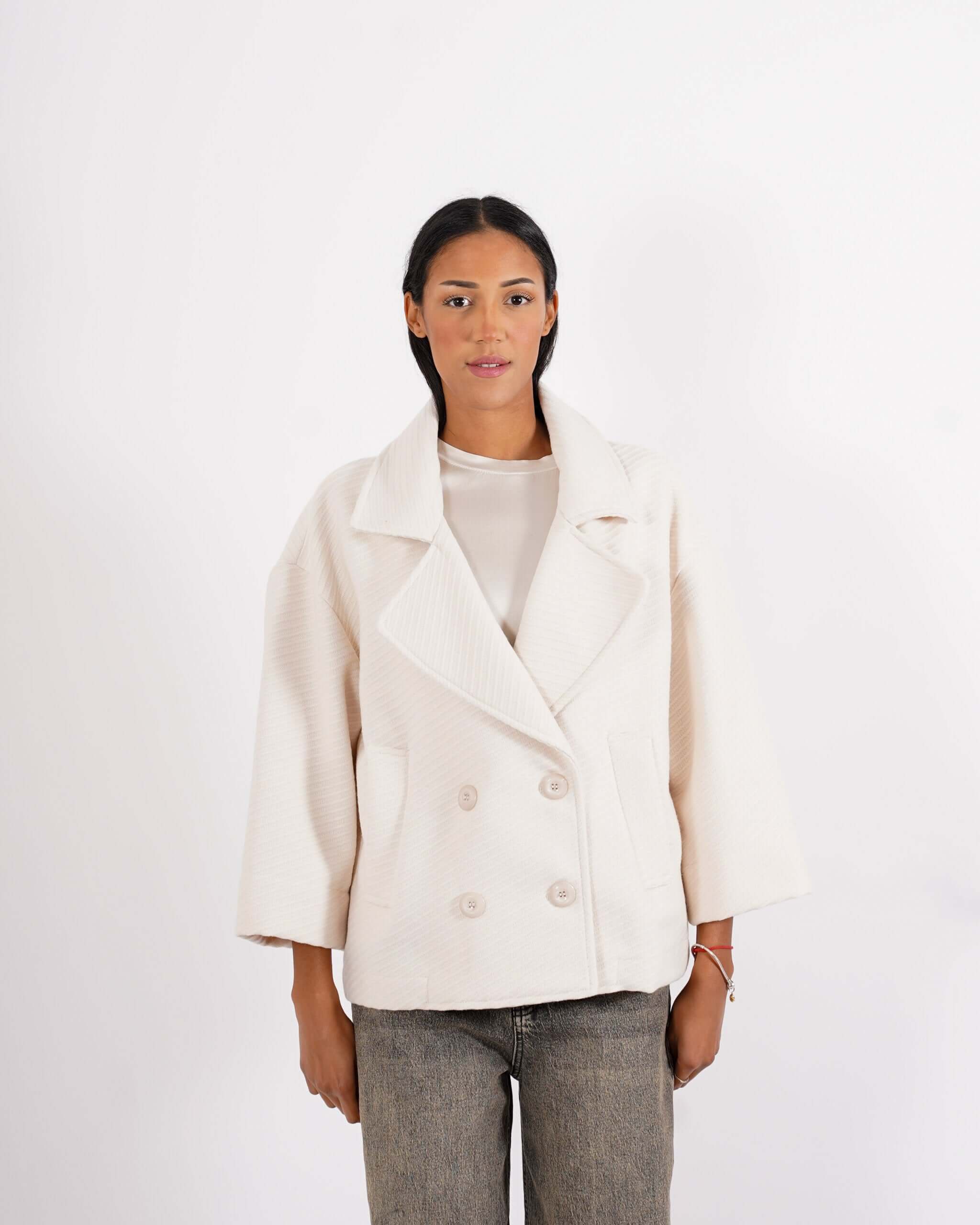 Giacca doppio petto con tessuto diagonale - Jessica - Hope Fashion