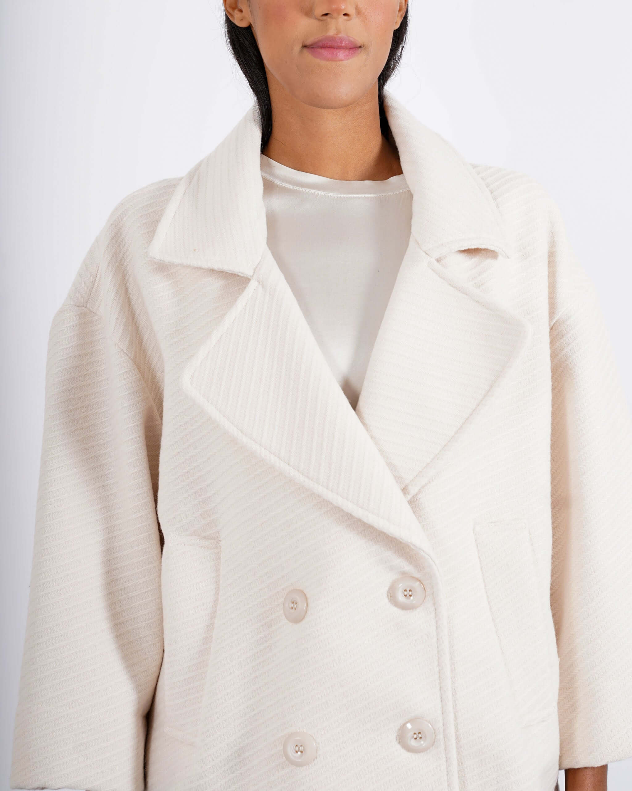 Giacca doppio petto con tessuto diagonale - Jessica - Hope Fashion