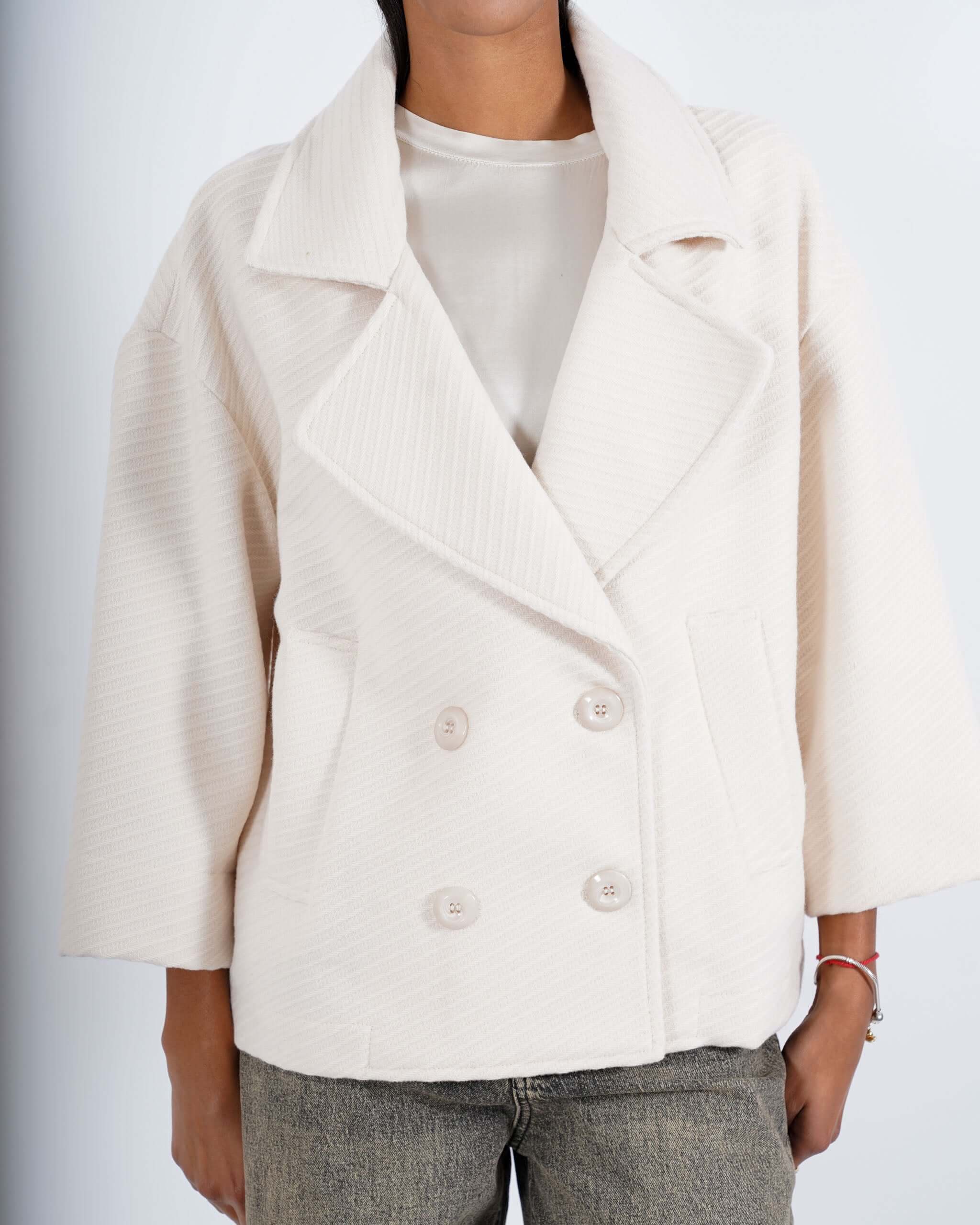 Giacca doppio petto con tessuto diagonale - Jessica - Hope Fashion