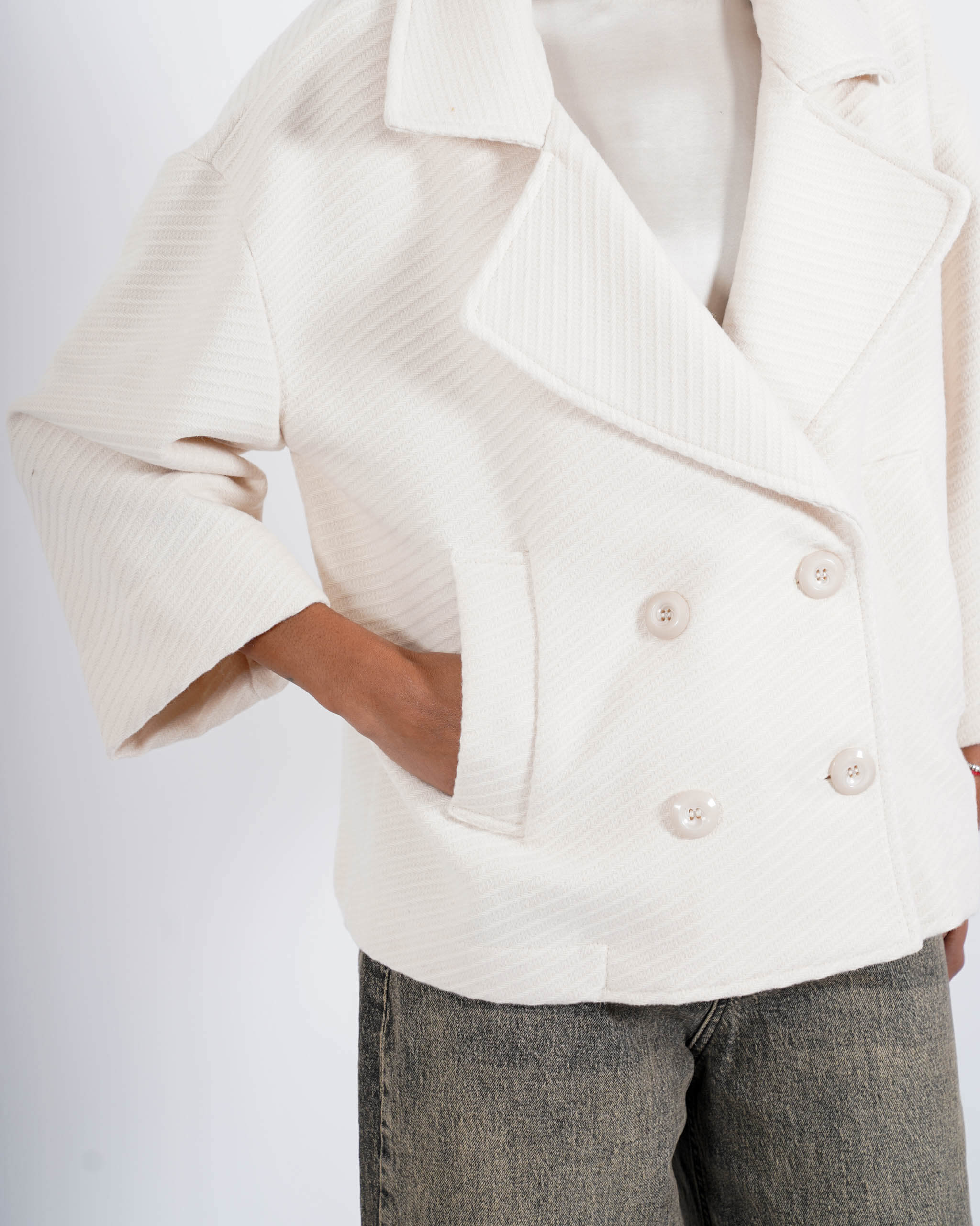 Giacca doppio petto con tessuto diagonale - Jessica - Hope Fashion