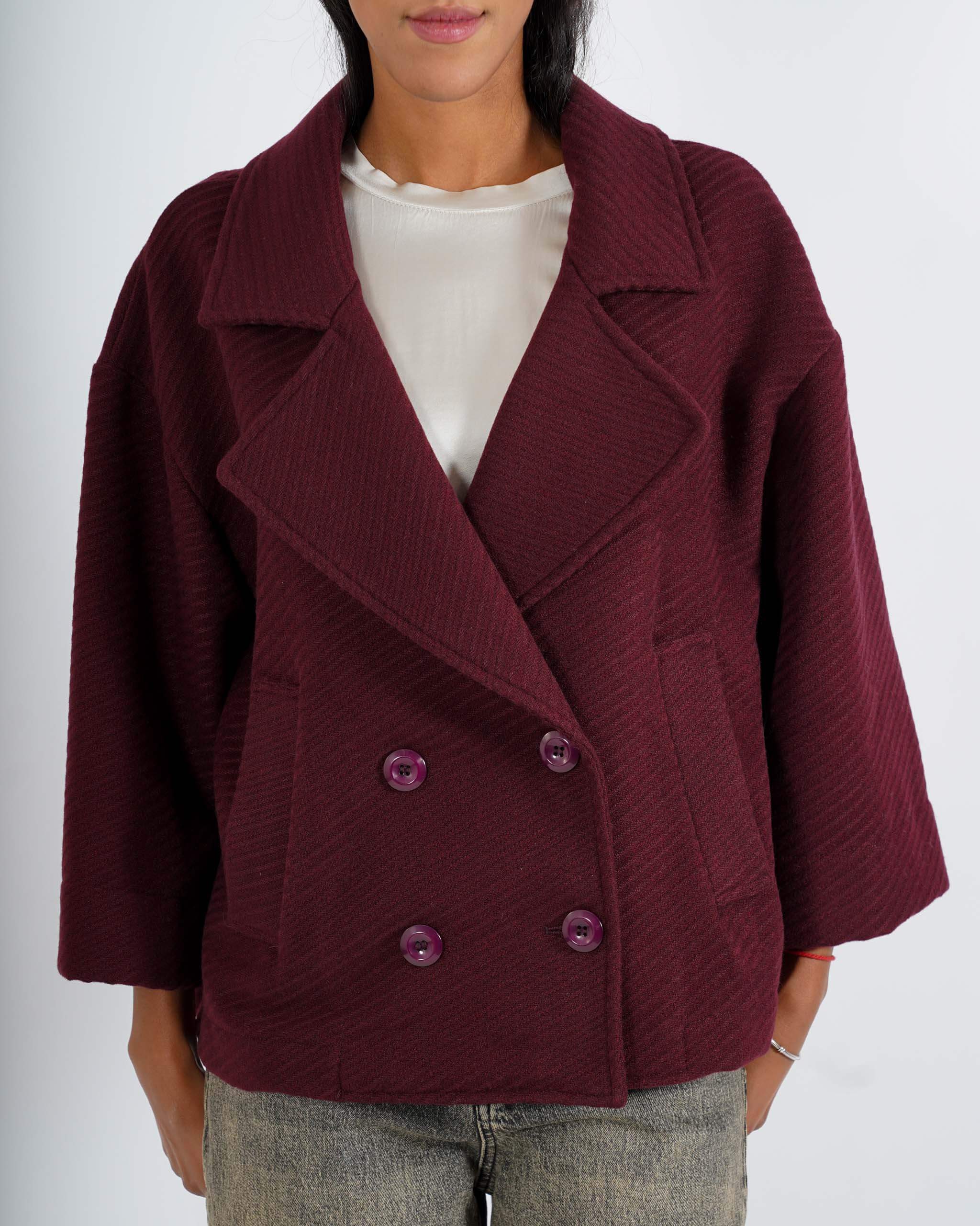 Giacca doppio petto con tessuto diagonale - Jessica - Hope Fashion