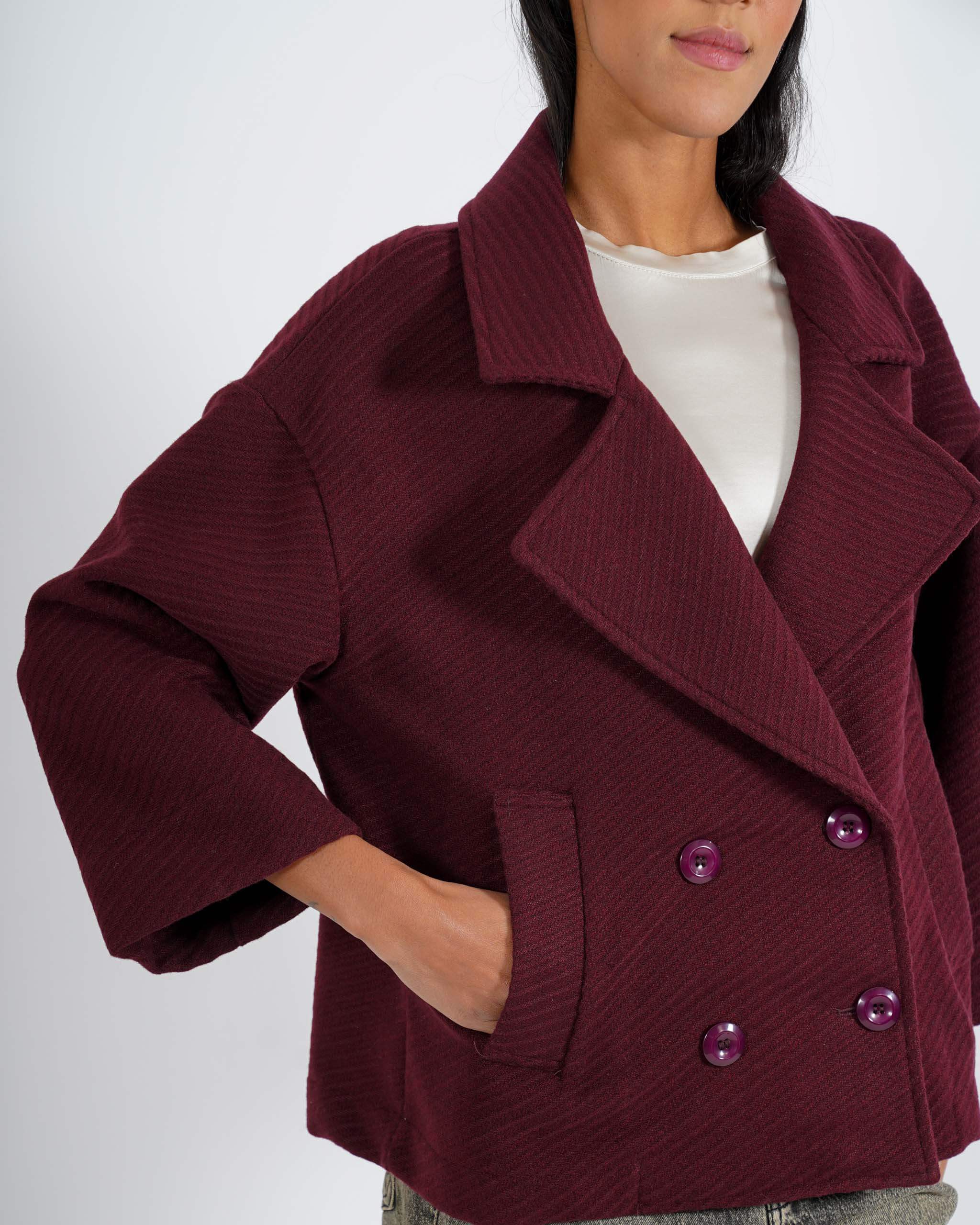 Giacca doppio petto con tessuto diagonale - Jessica - Hope Fashion