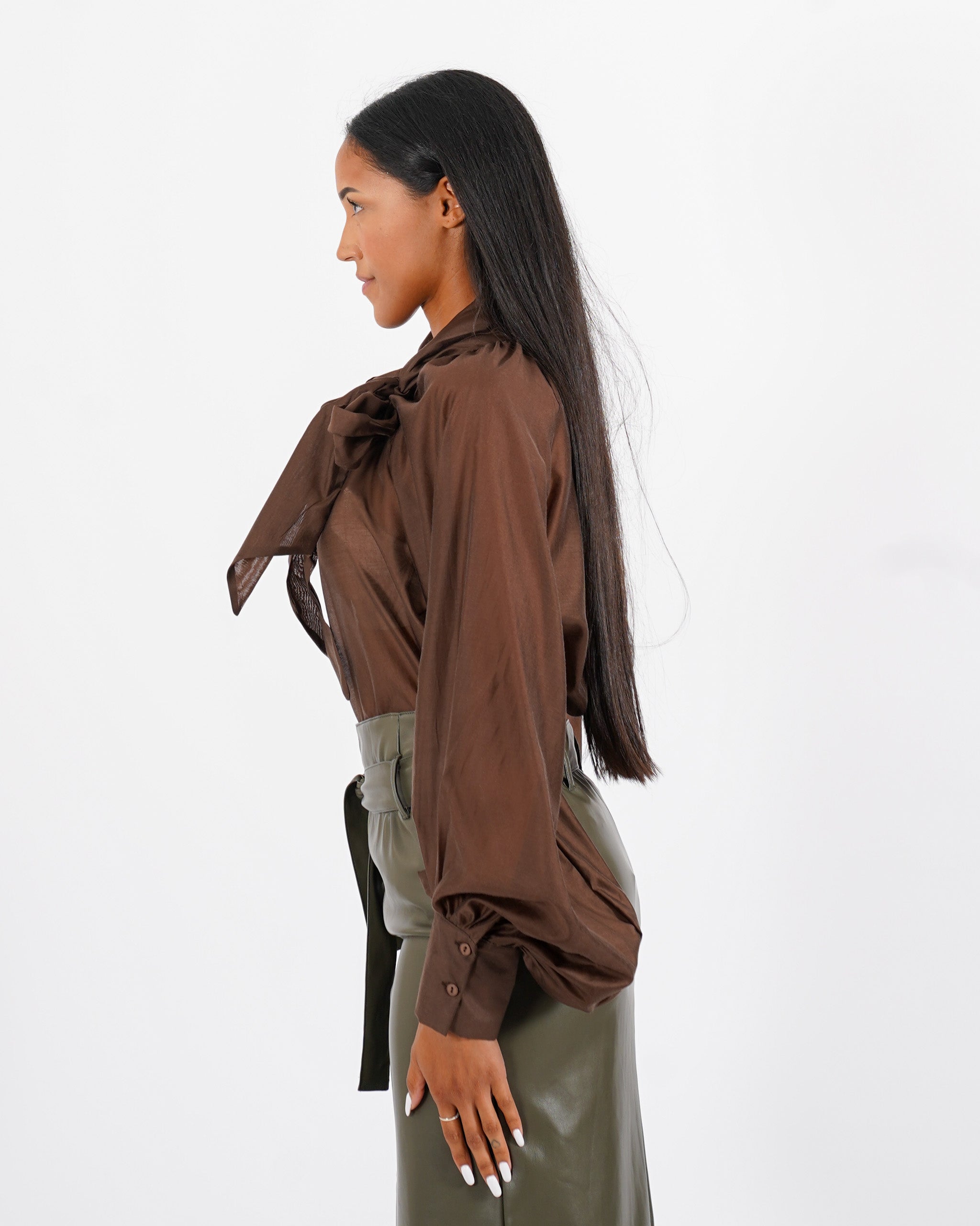 Blusa con chaboud e maniche lunghe ampie - Wendy