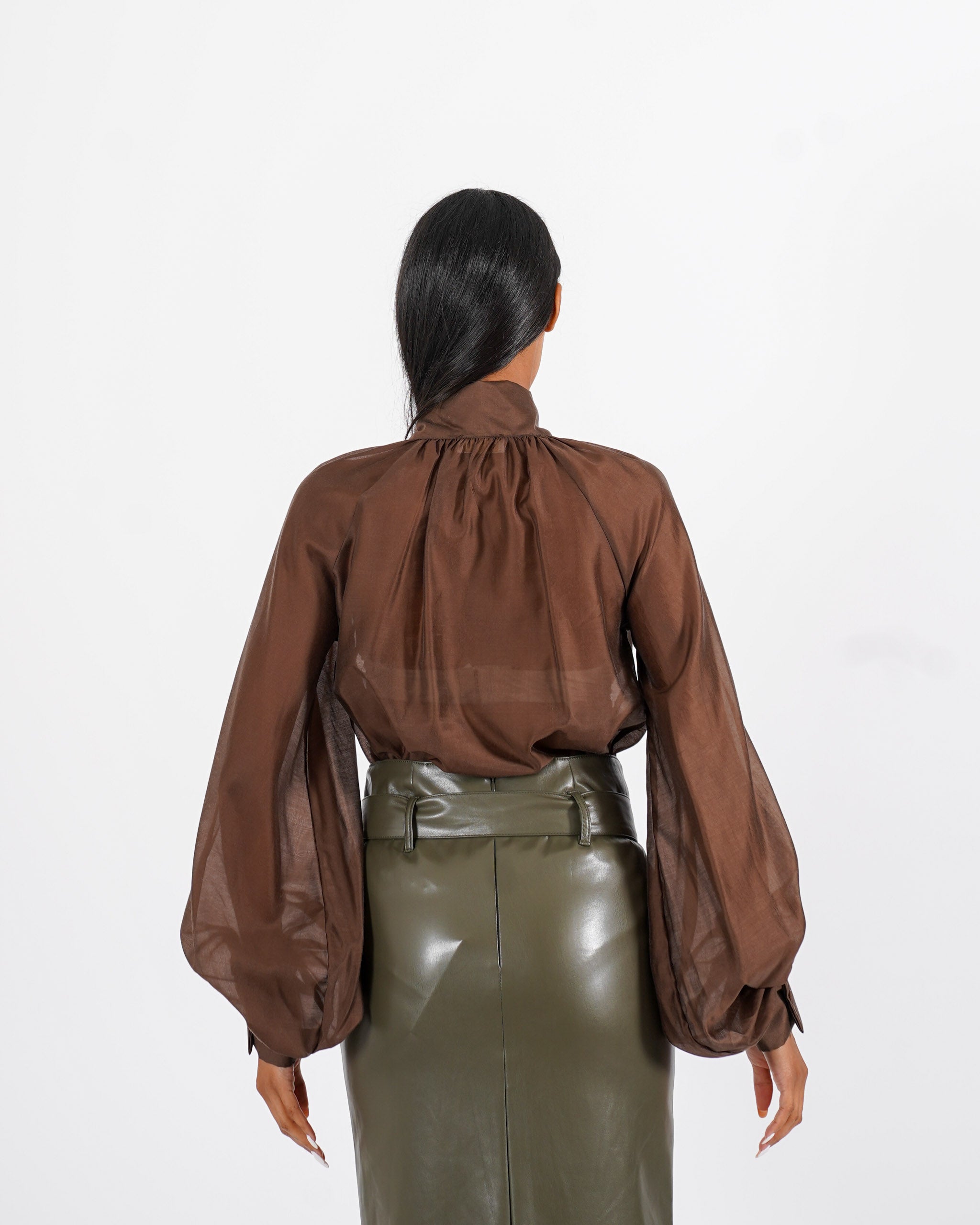 Blusa con chaboud e maniche lunghe ampie - Wendy