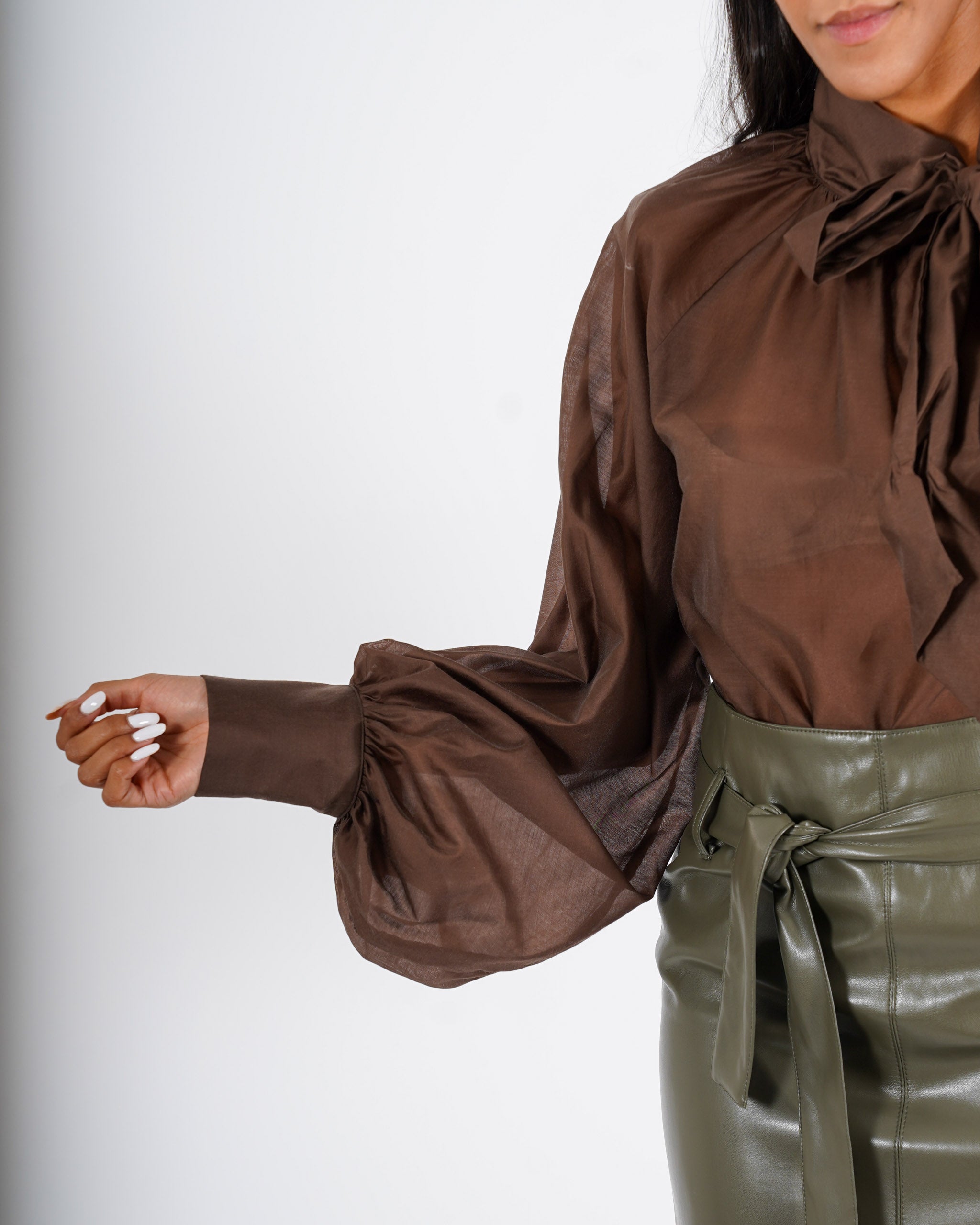 Blusa con chaboud e maniche lunghe ampie - Wendy