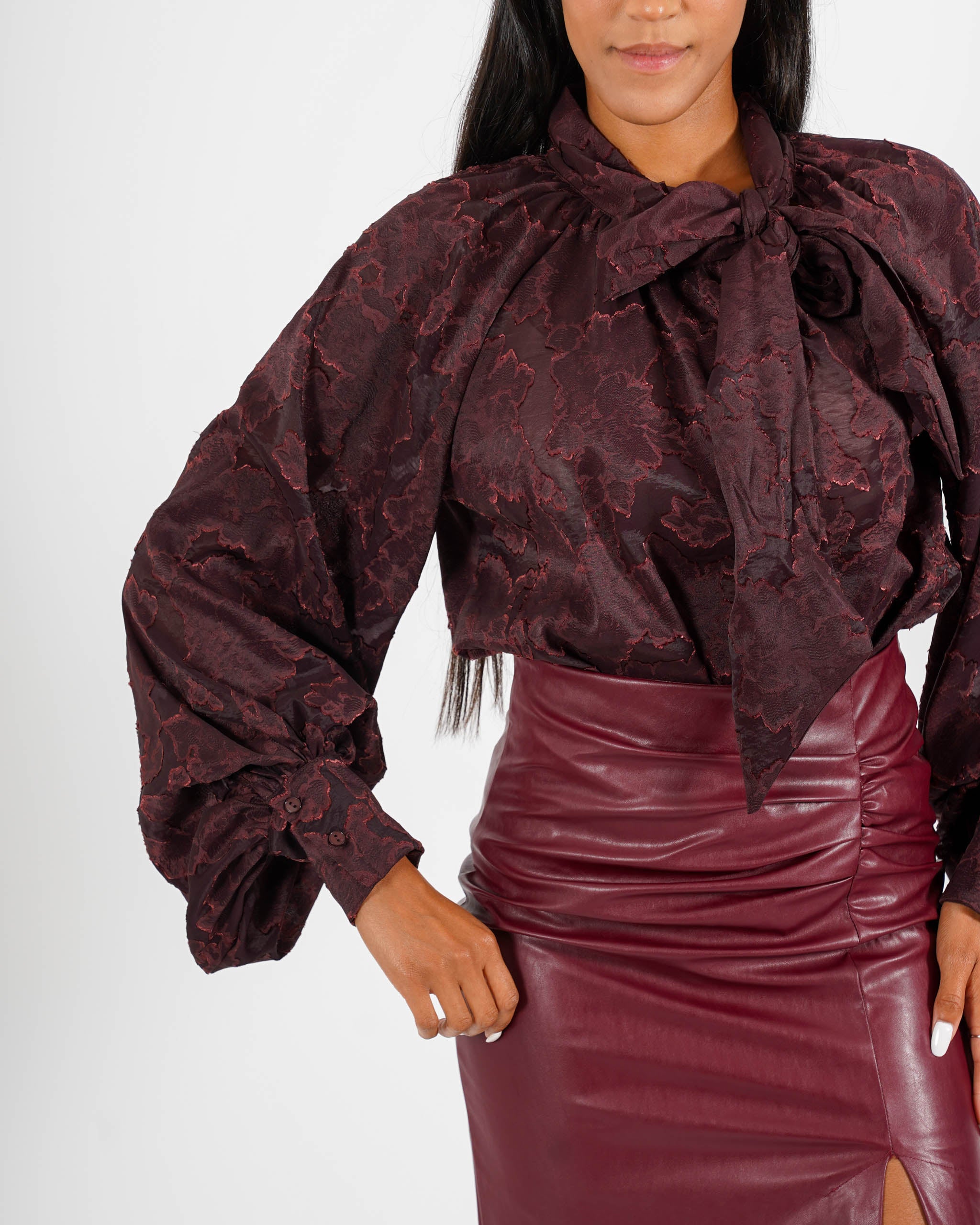 Blusa con chaboud e maniche lunghe ampie - Wendy
