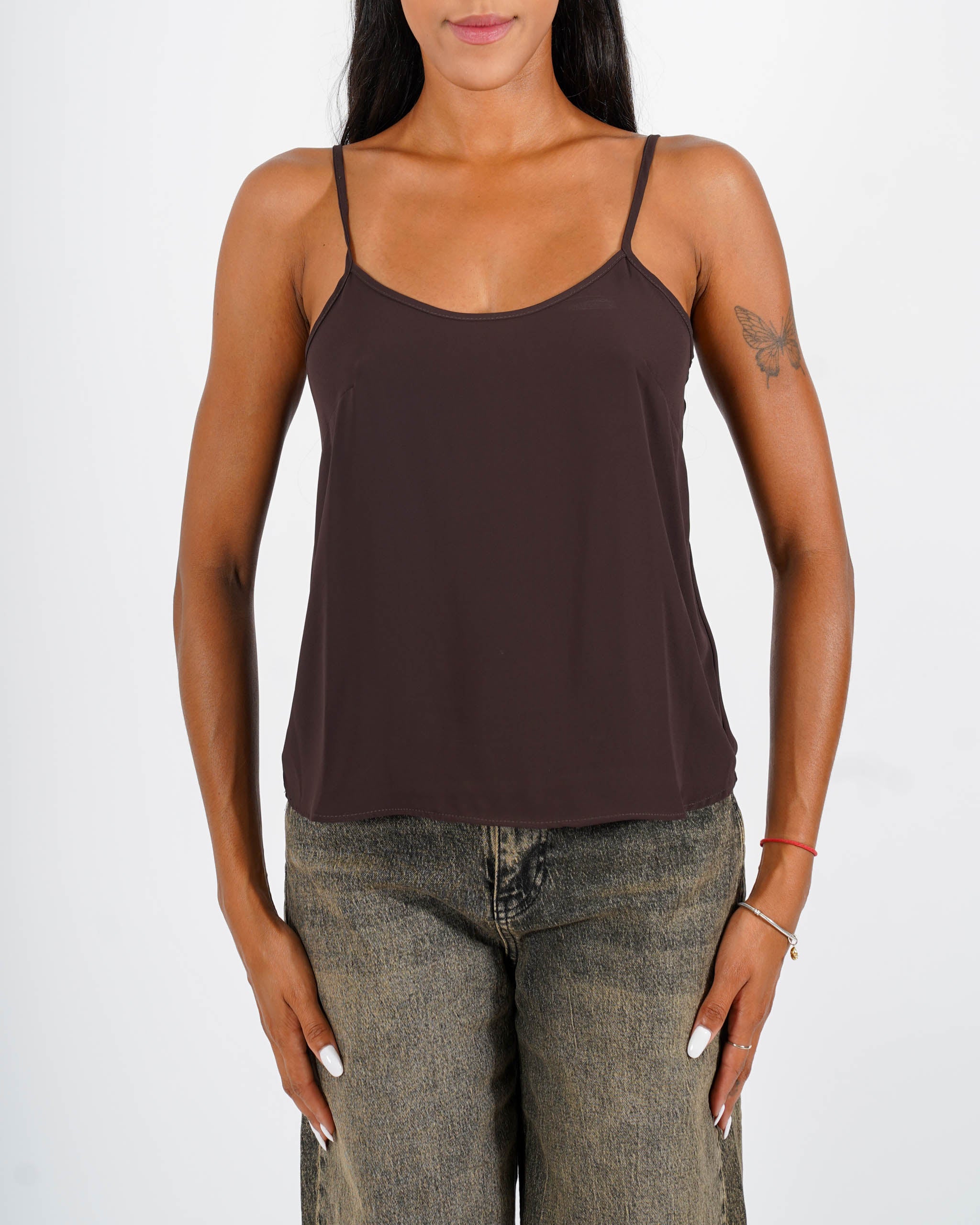 Blusa con canotta coordinata in tessuto crepe - Megara