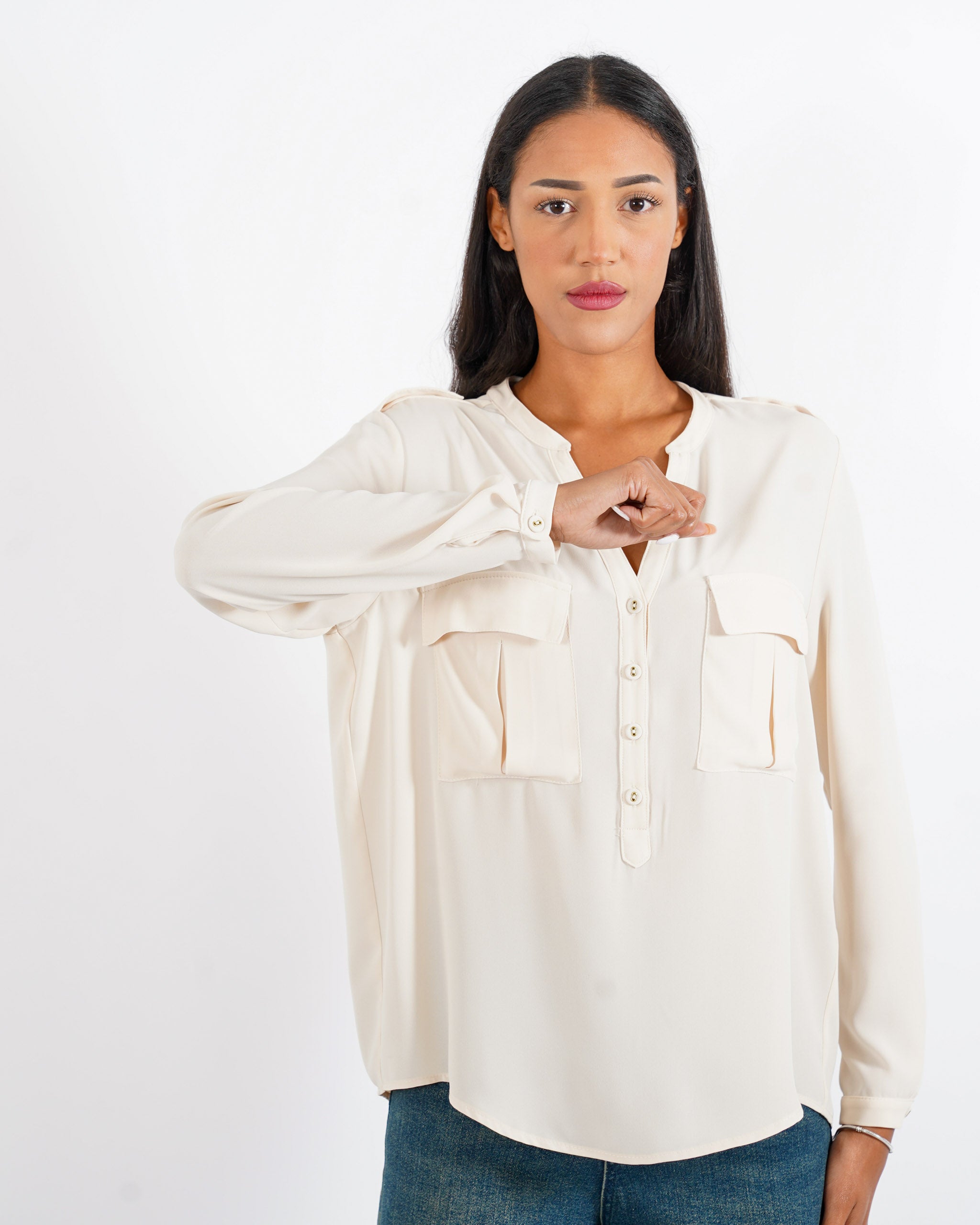 Blusa con tache frontali - Galatea