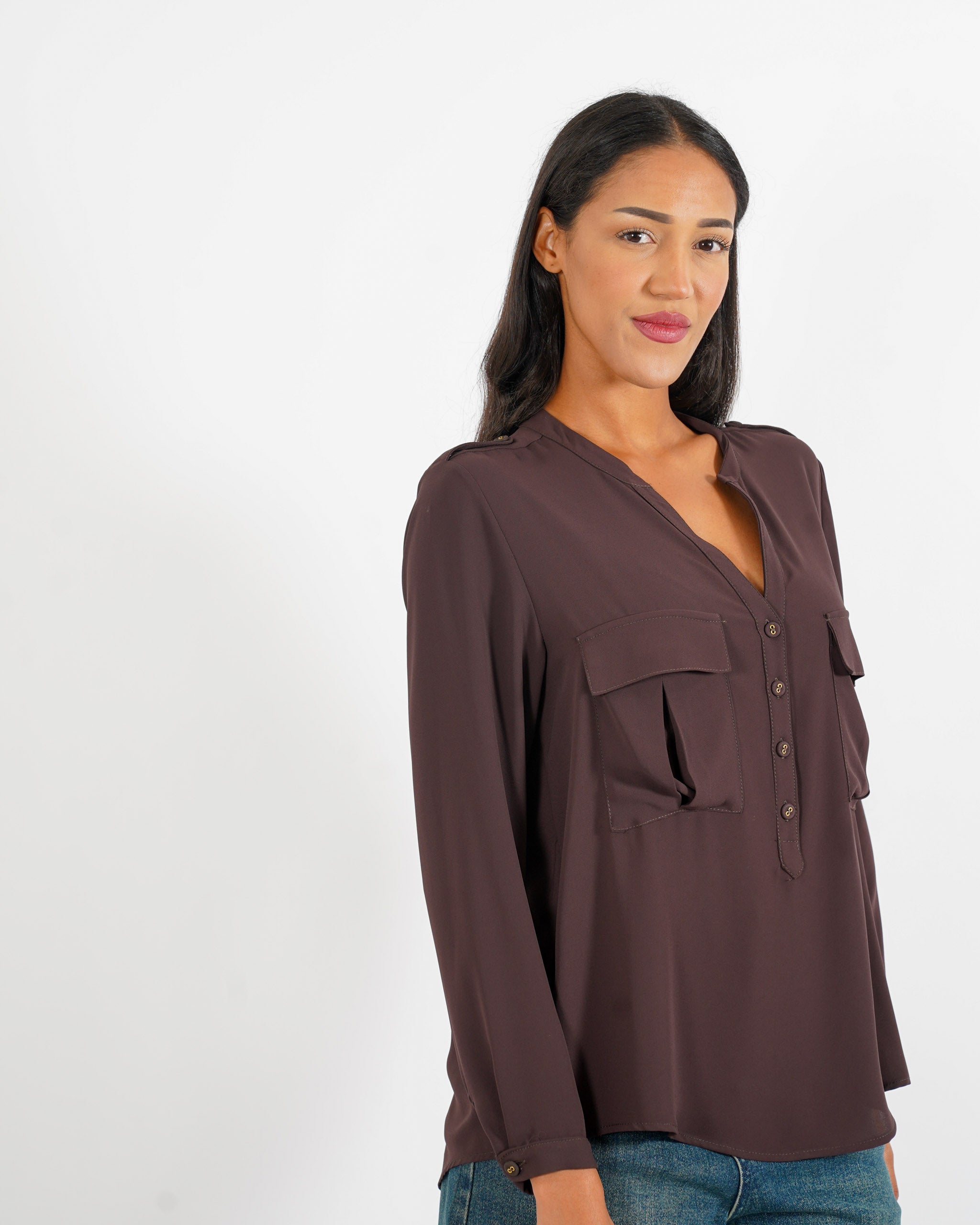 Blusa con tache frontali - Galatea
