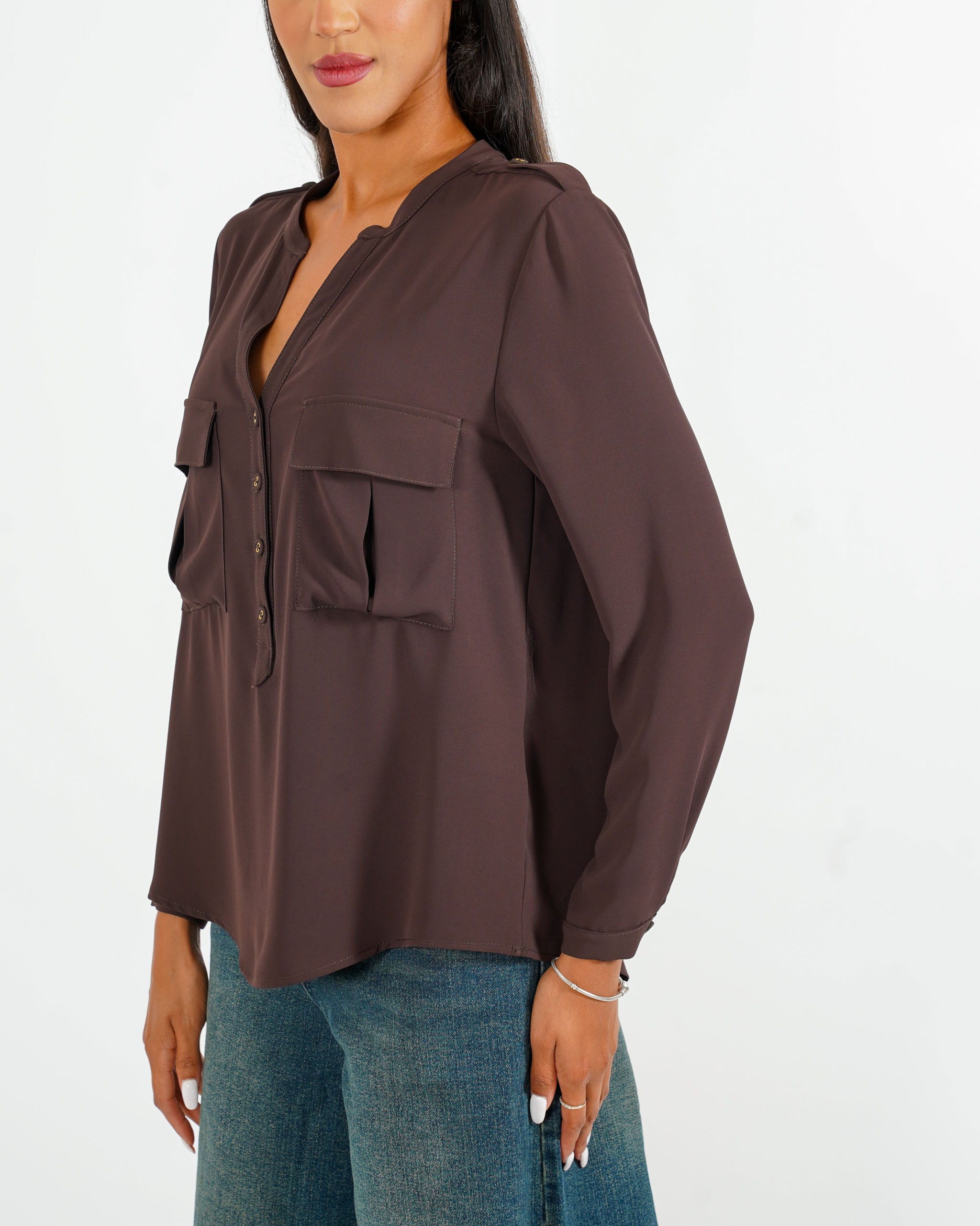 Blusa con tache frontali - Galatea