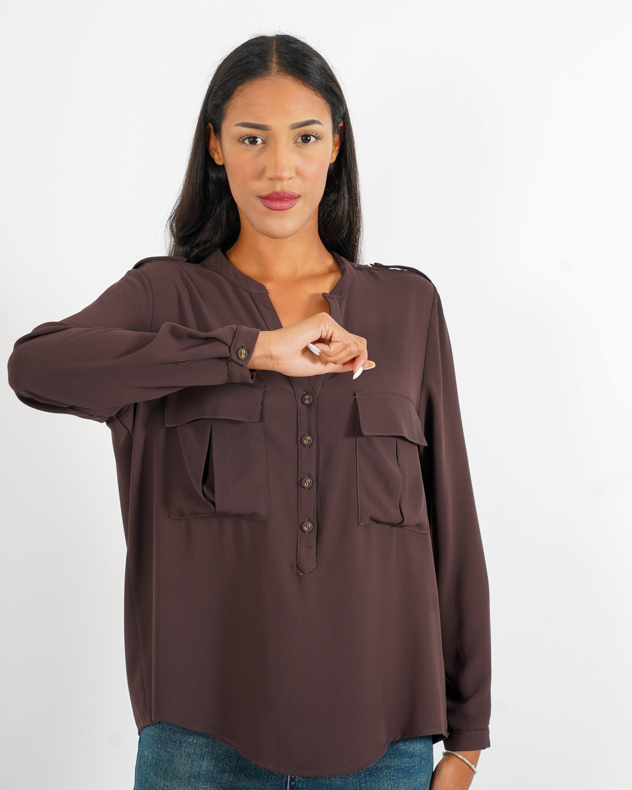 Blusa con tache frontali - Galatea