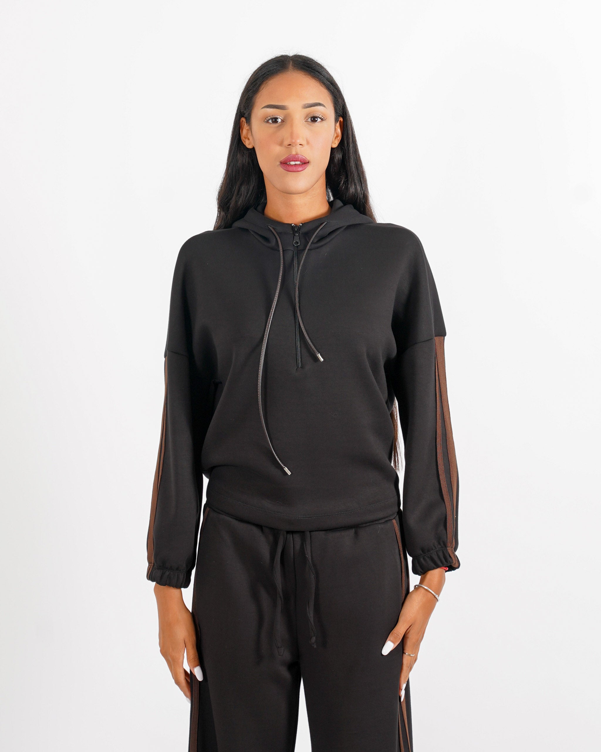 Felpa con cappuccio e profili in contrasto - Mimma - Hope Fashion