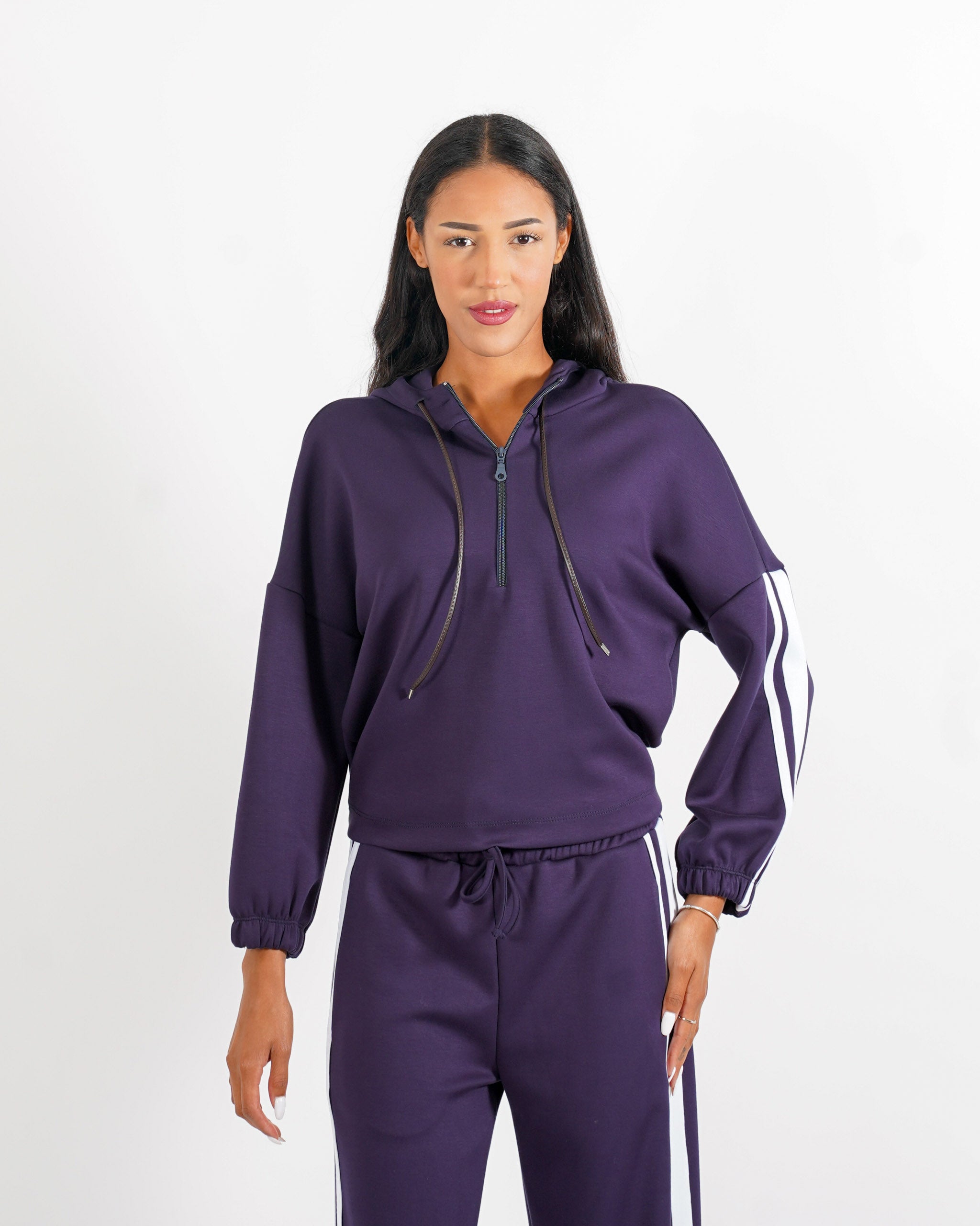 Felpa con cappuccio e profili in contrasto - Mimma - Hope Fashion