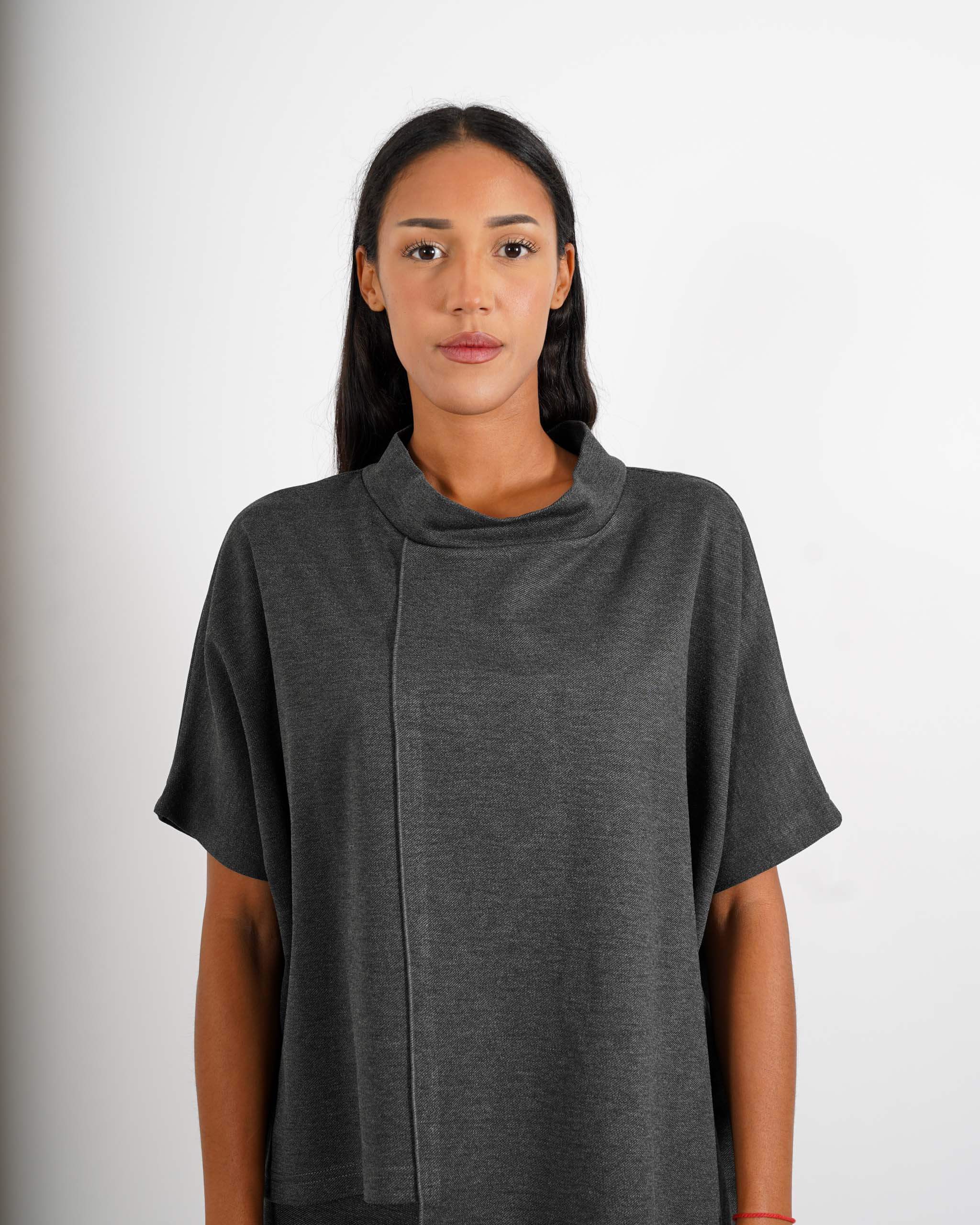 Felpa over asimmetrica in punto stoffa diagonale - Badajoz - Hope Fashion