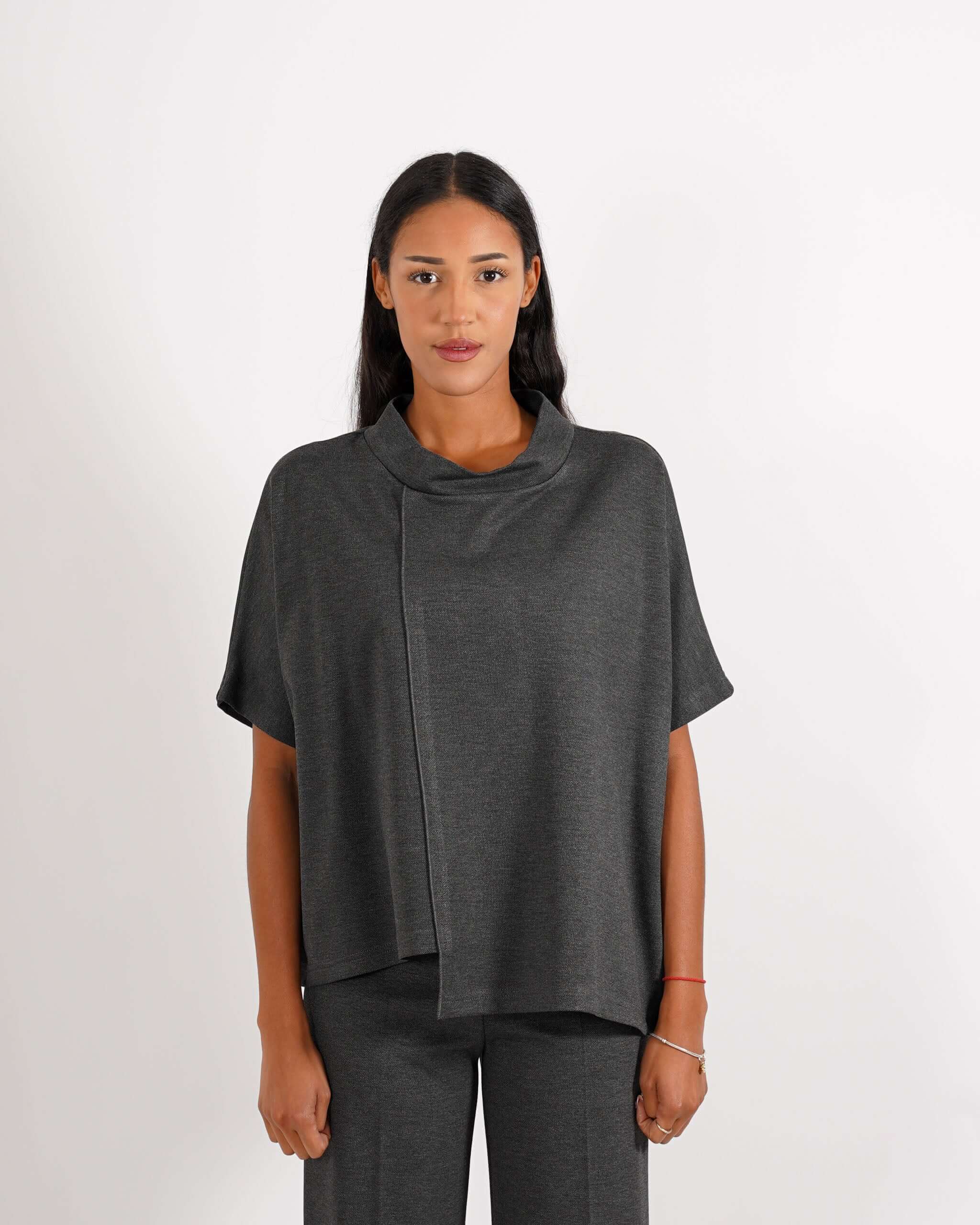 Felpa over asimmetrica in punto stoffa diagonale - Badajoz - Hope Fashion