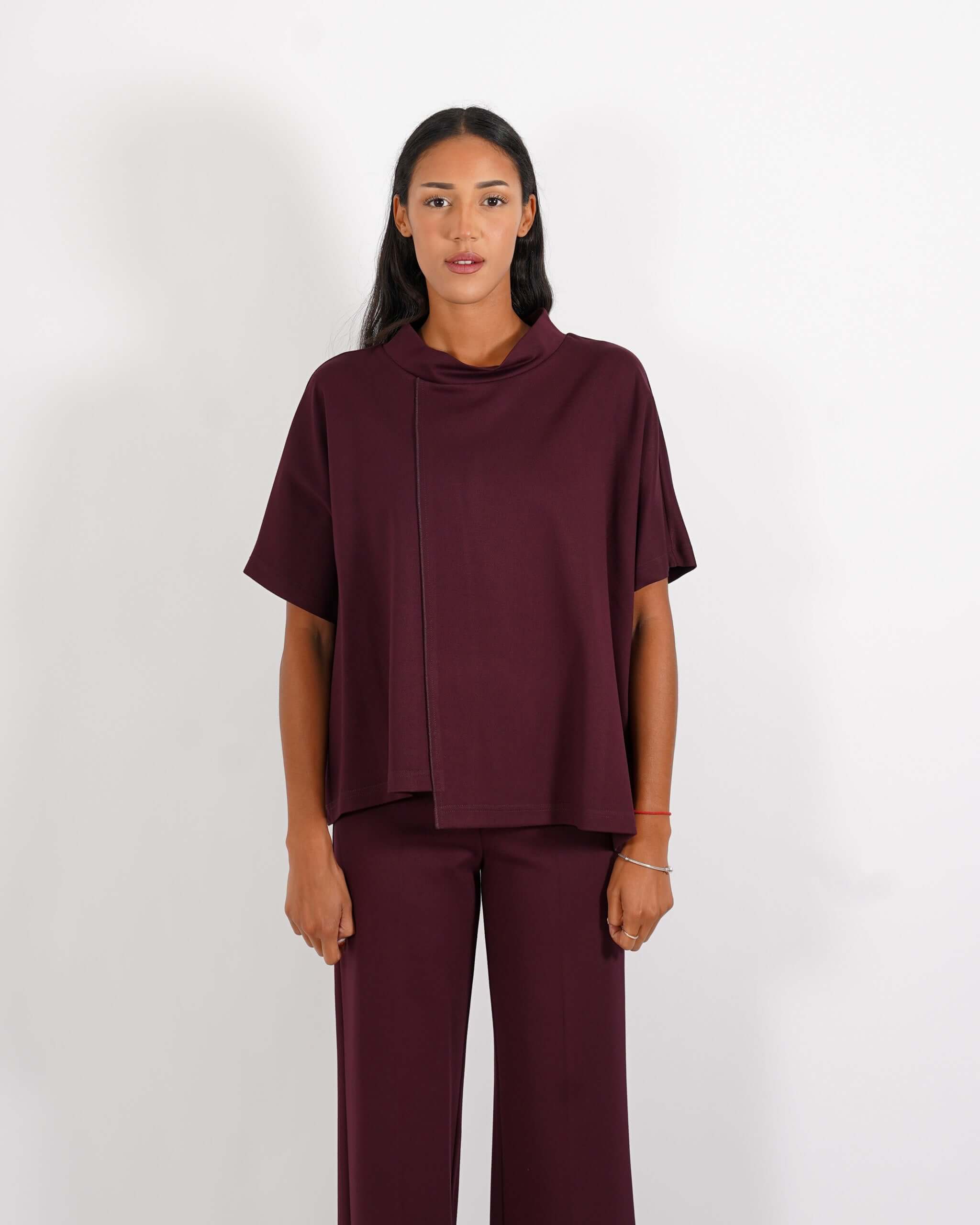 Felpa over asimmetrica in punto stoffa diagonale - Badajoz - Hope Fashion