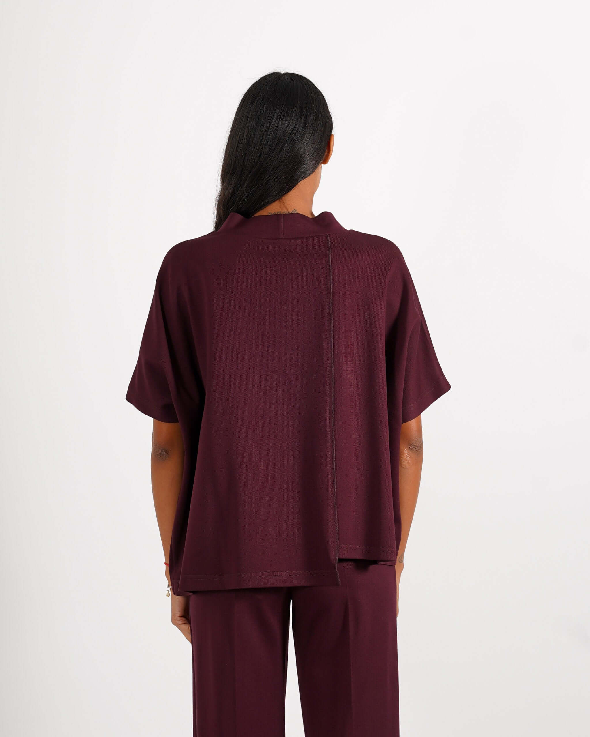 Felpa over asimmetrica in punto stoffa diagonale - Badajoz - Hope Fashion