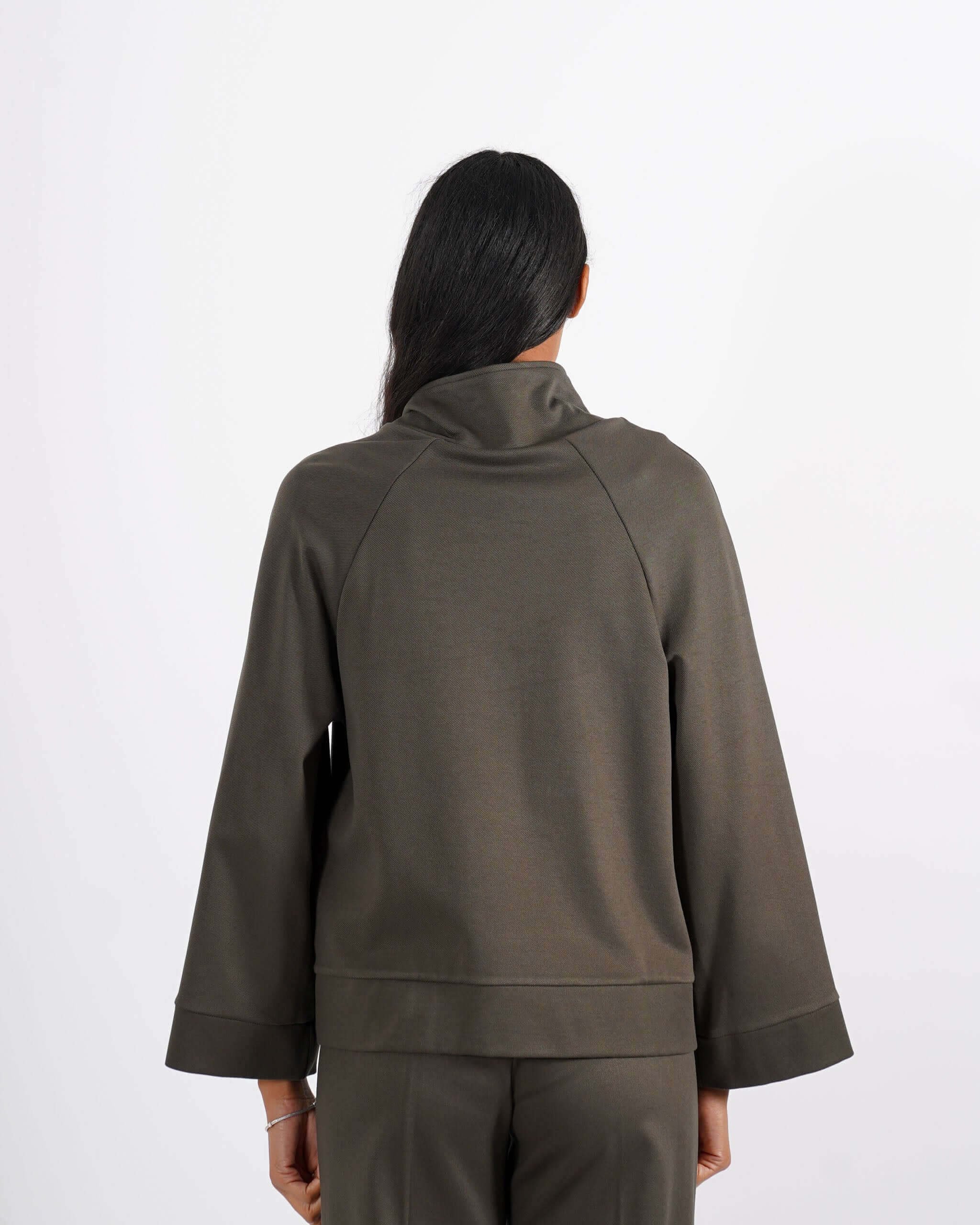 Giubbino over con collo alto in tessuto diagonale - Orgilia - Hope Fashion