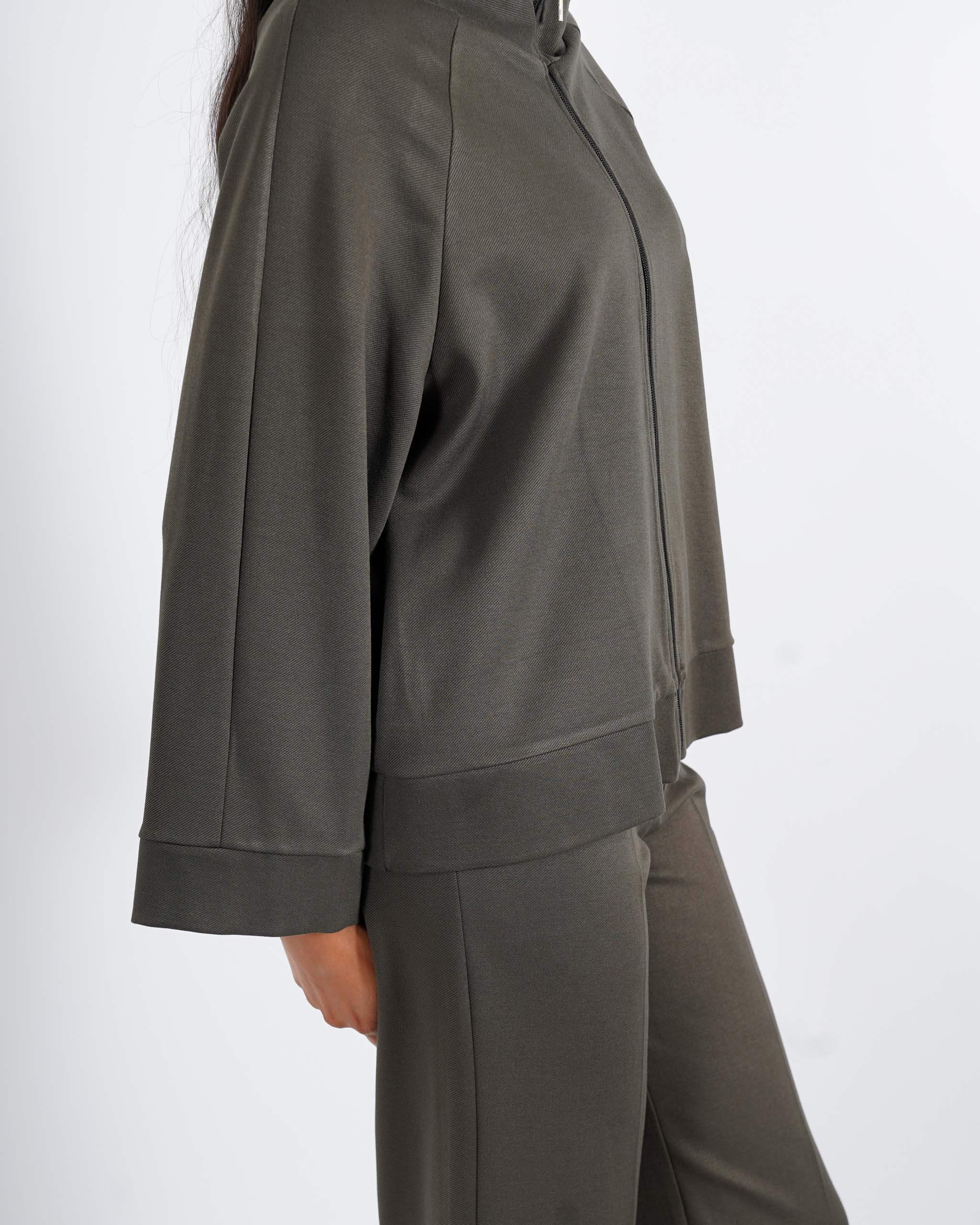 Giubbino over con collo alto in tessuto diagonale - Orgilia - Hope Fashion