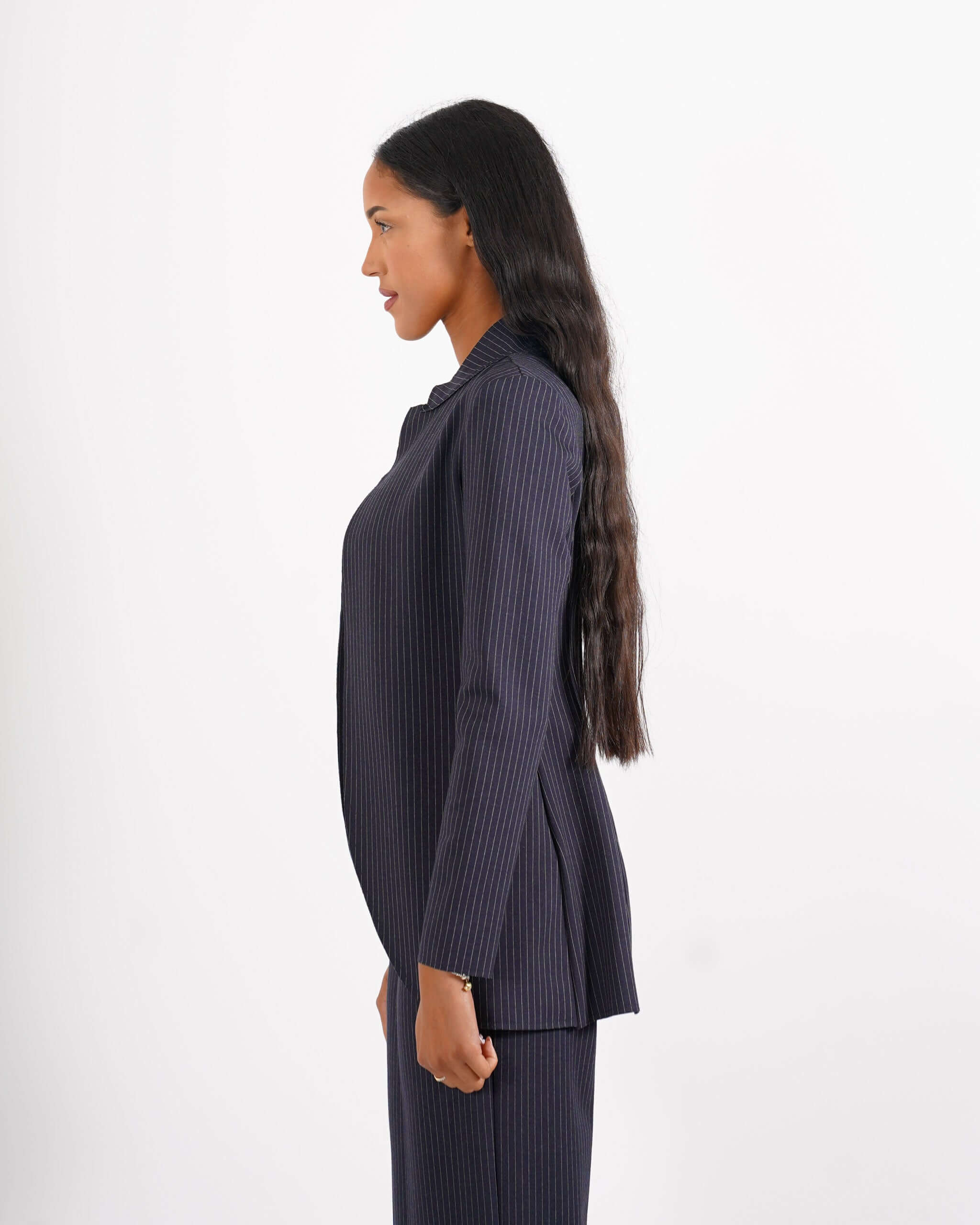 Giacca collo alla coreana in punto stoffa gessata - Zamora - Hope Fashion