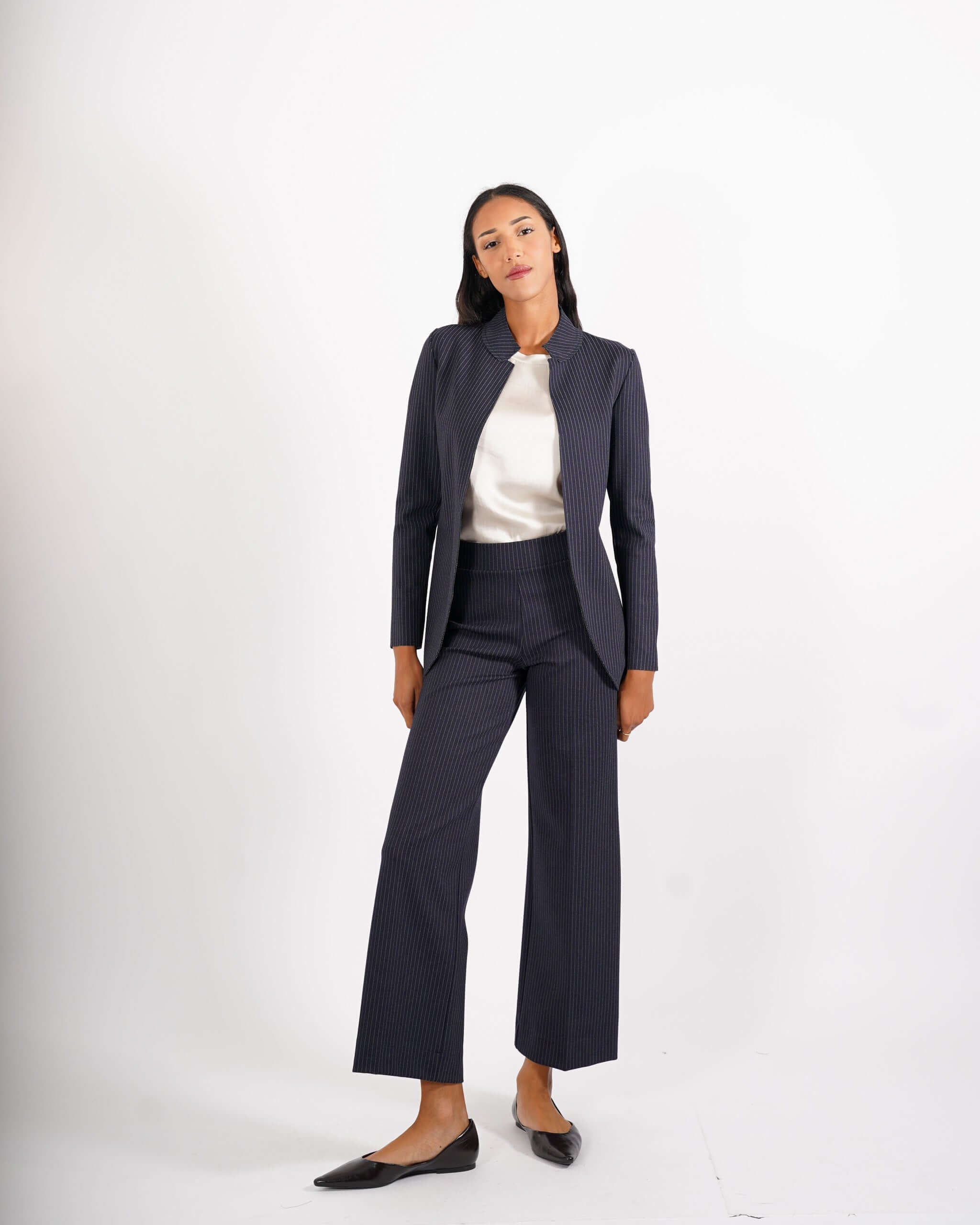 Pantaloni cropped in punto stoffa gessati - Durango - Hope Fashion